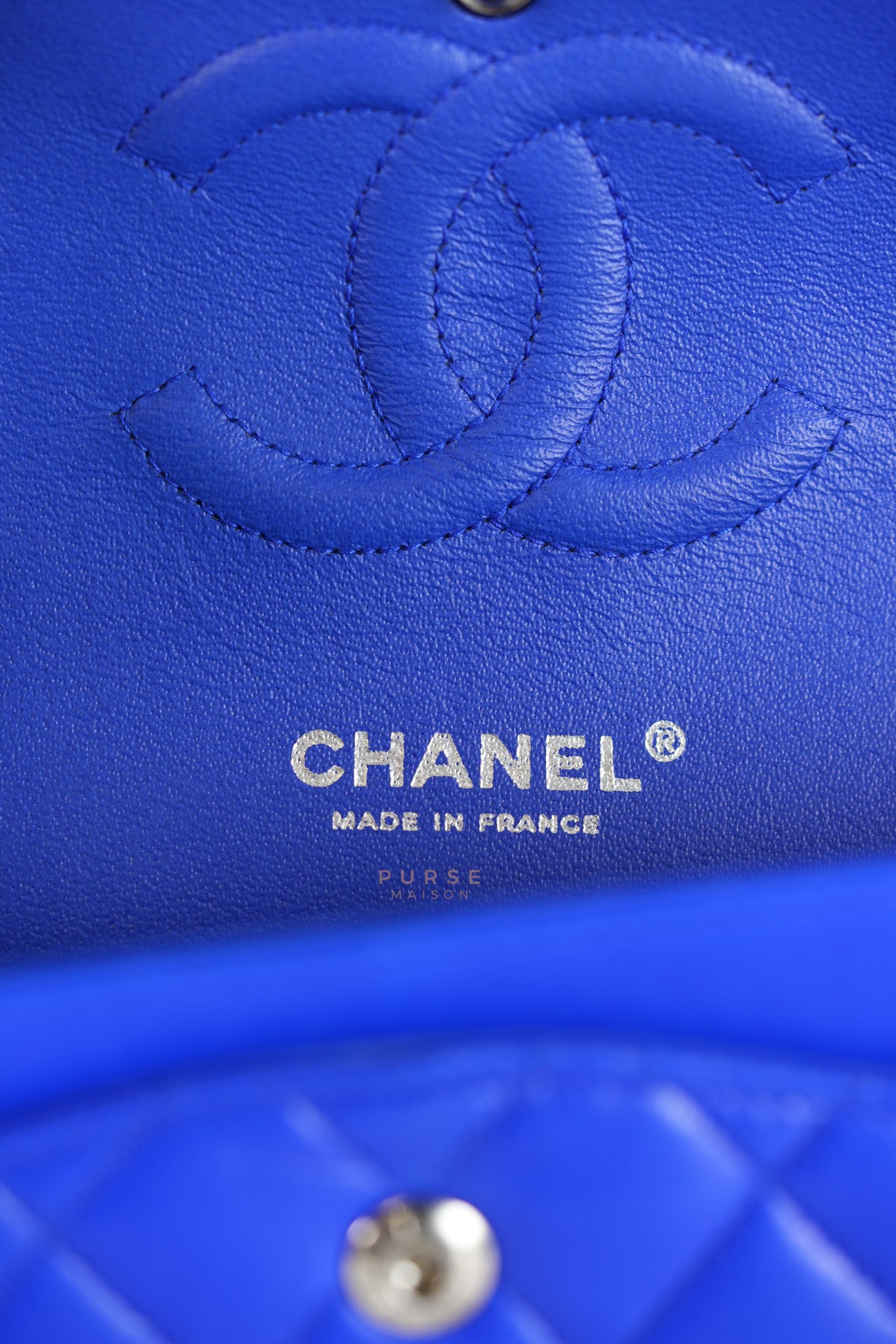 Classic Double Flap Medium Blue Lambskin Leather in Silver Hardware Series 13 | Purse Maison Luxury Bags Shop