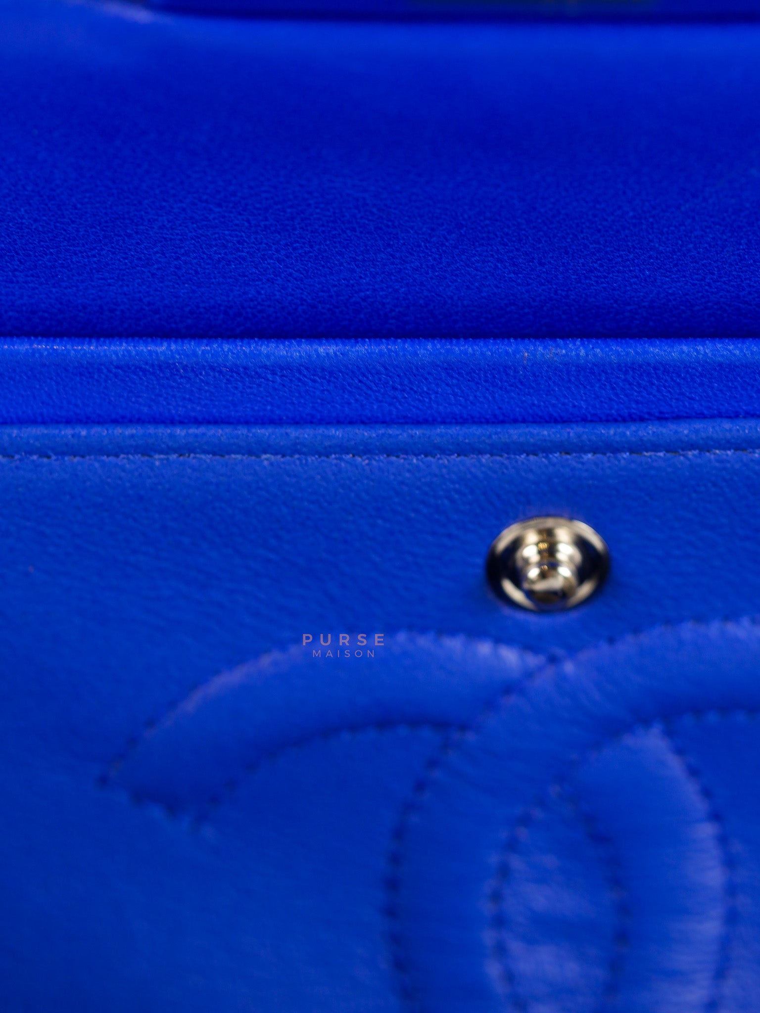 Classic Double Flap Medium Blue Lambskin Leather in Silver Hardware Series 13 | Purse Maison Luxury Bags Shop