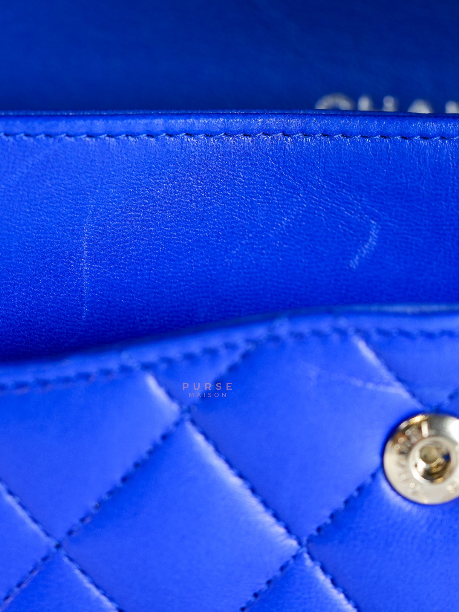 Classic Double Flap Medium Blue Lambskin Leather in Silver Hardware Series 13 | Purse Maison Luxury Bags Shop