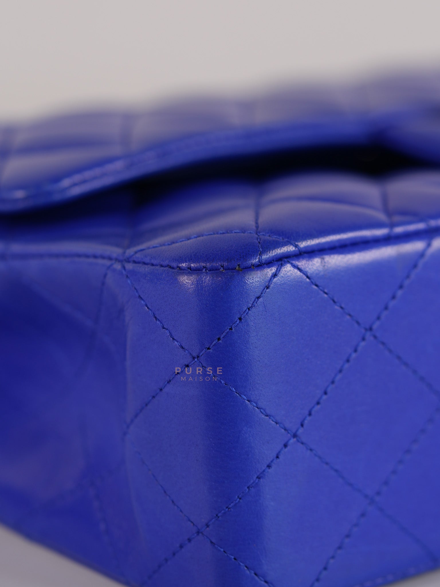 Classic Double Flap Medium Blue Lambskin Leather in Silver Hardware Series 13 | Purse Maison Luxury Bags Shop
