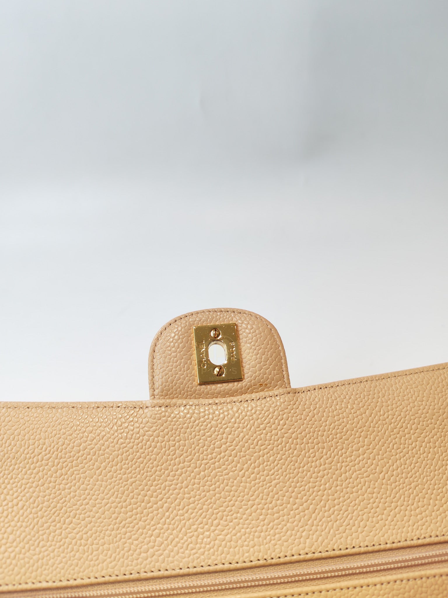Classic Double Flap Medium in Beige Clair Caviar Leather and Gold Hardware Series 13 | Purse Maison Luxury Bags Shop