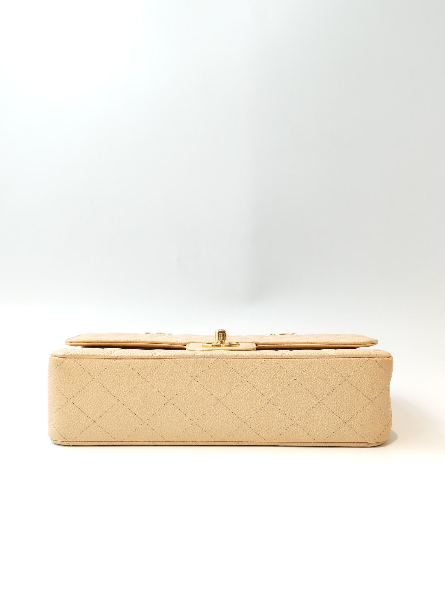 Classic Double Flap Medium in Beige Clair Caviar Leather and Gold Hardware Series 13 | Purse Maison Luxury Bags Shop