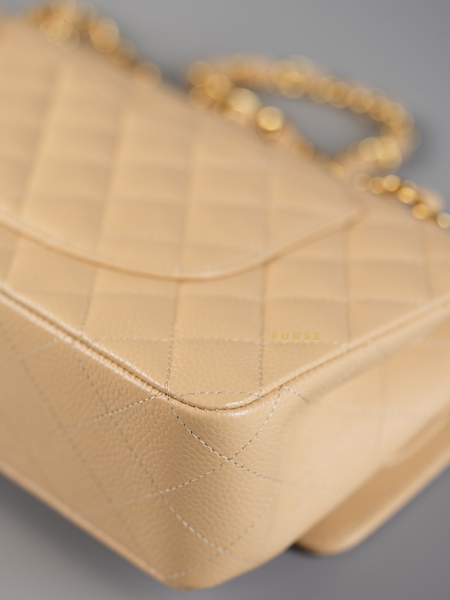 Classic Double Flap Medium in Beige Clair Caviar Leather & Gold Hardware Series 31 | Purse Maison Luxury Bags Shop