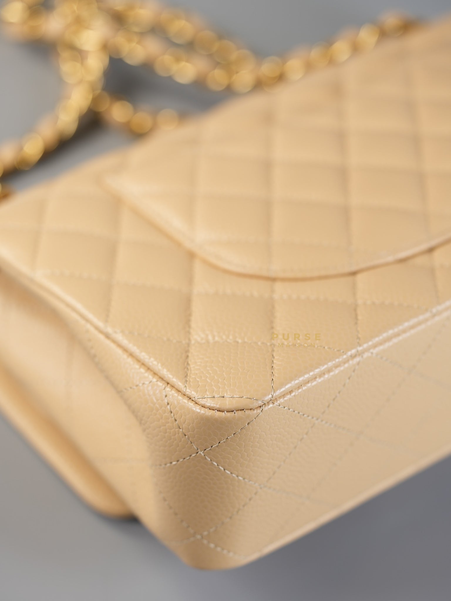 Classic Double Flap Medium in Beige Clair Caviar Leather & Gold Hardware Series 31 | Purse Maison Luxury Bags Shop