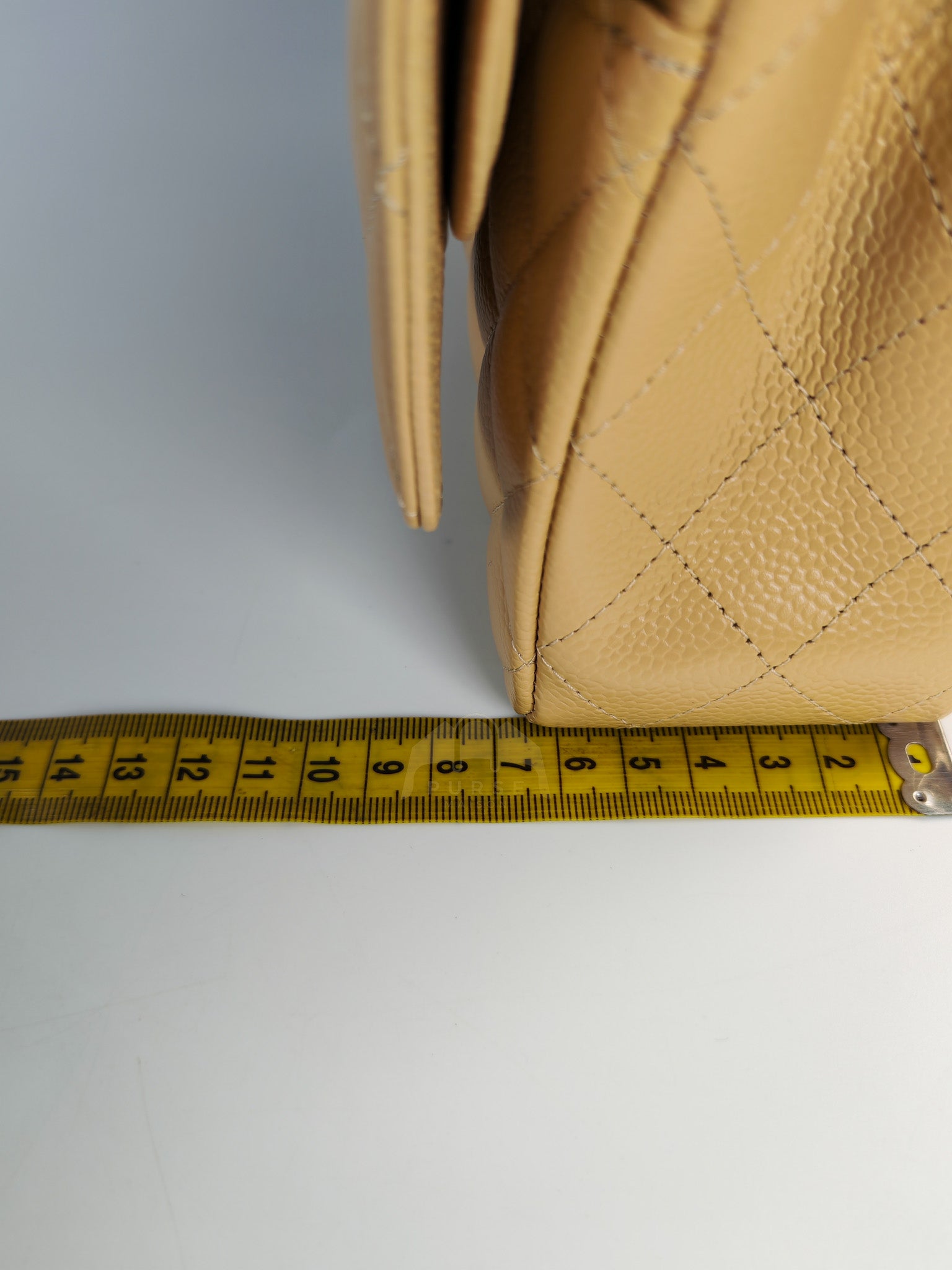 Classic Double Flap Medium in Beige Clair Caviar Leather & Gold Hardware(Microchip) | Purse Maison Luxury Bags Shop