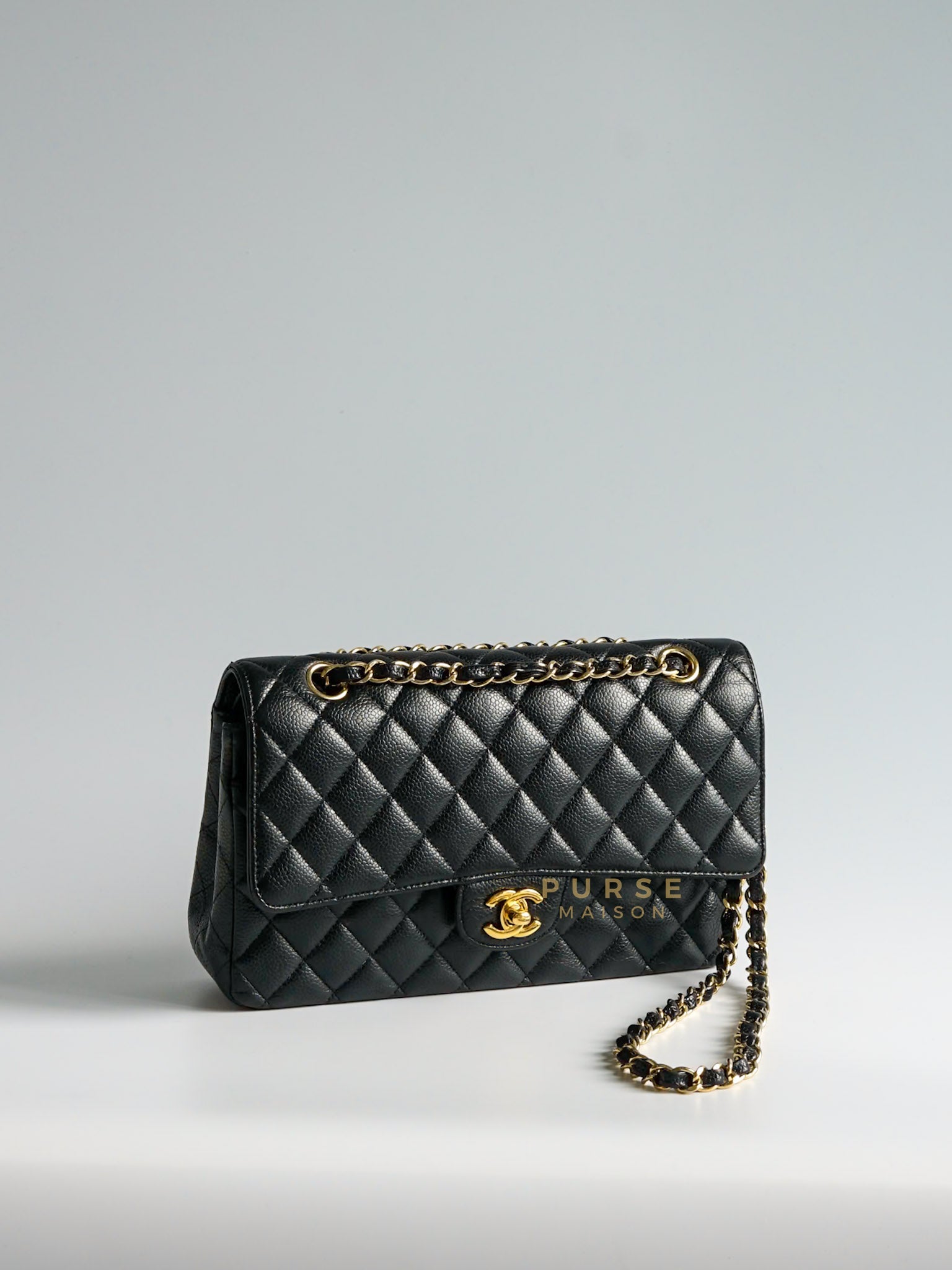 Classic Double Flap Medium in Black Caviar & Gold Hardware Series 19 | Purse Maison Luxury Bags Shop