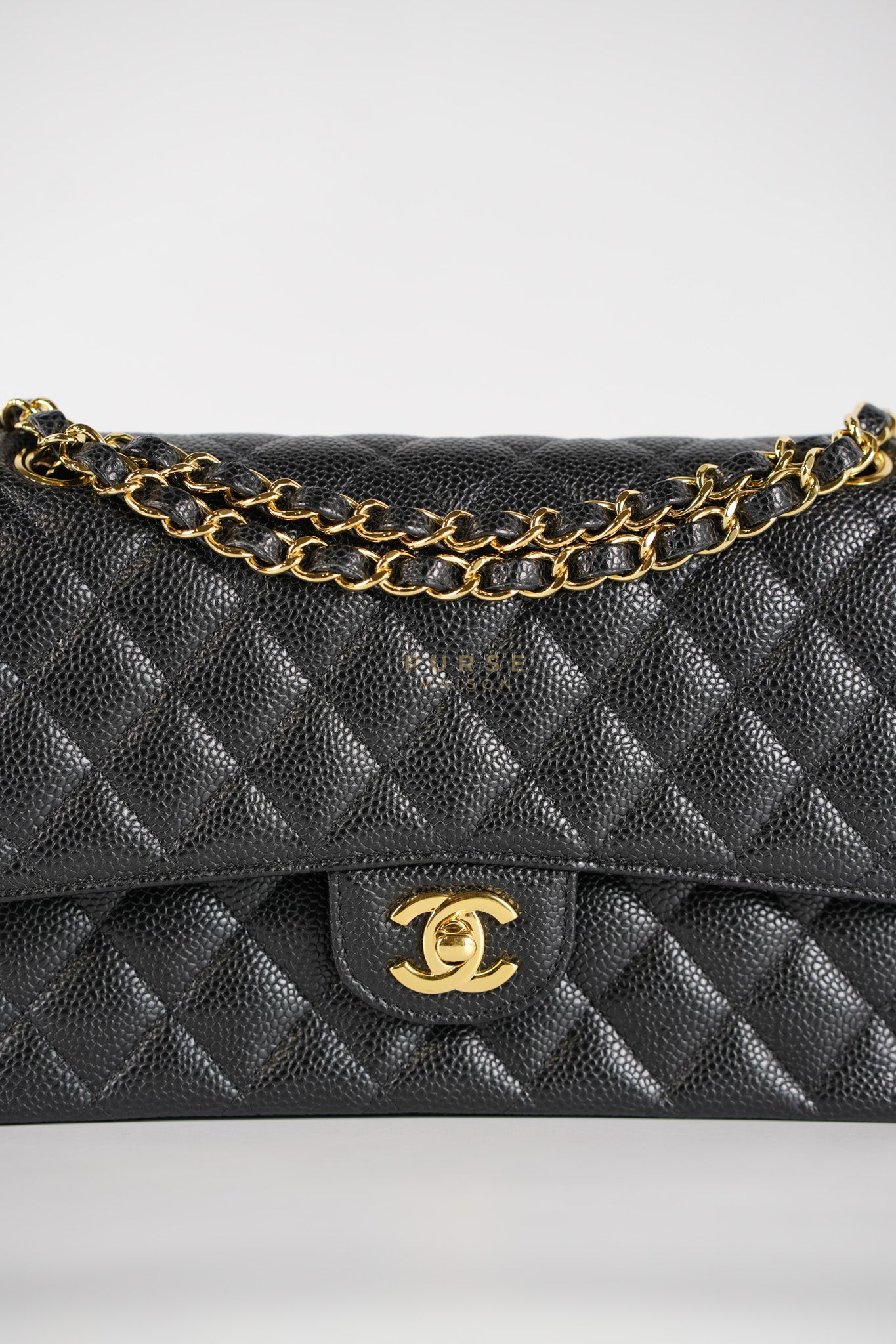 Classic Double Flap Medium in Black Caviar Gold Hardware (Series 20) | Purse Maison Luxury Bags Shop