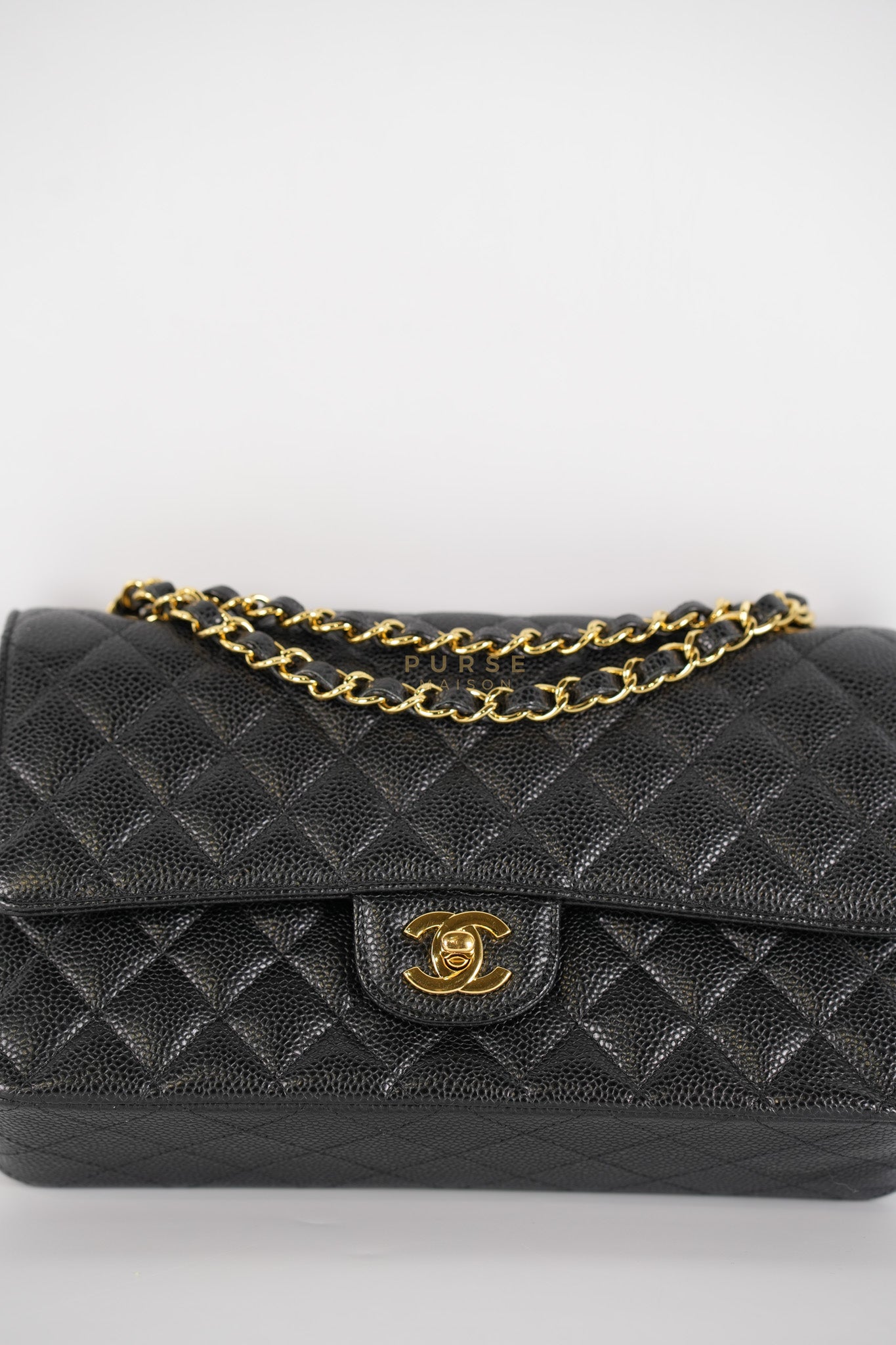 Classic Double Flap Medium in Black Caviar Gold Hardware (Series 20) | Purse Maison Luxury Bags Shop