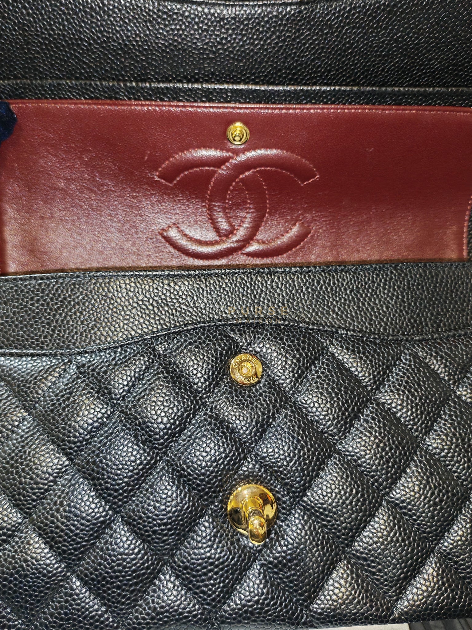 Classic Double Flap Medium in Black Caviar Gold Hardware (Series 20) | Purse Maison Luxury Bags Shop