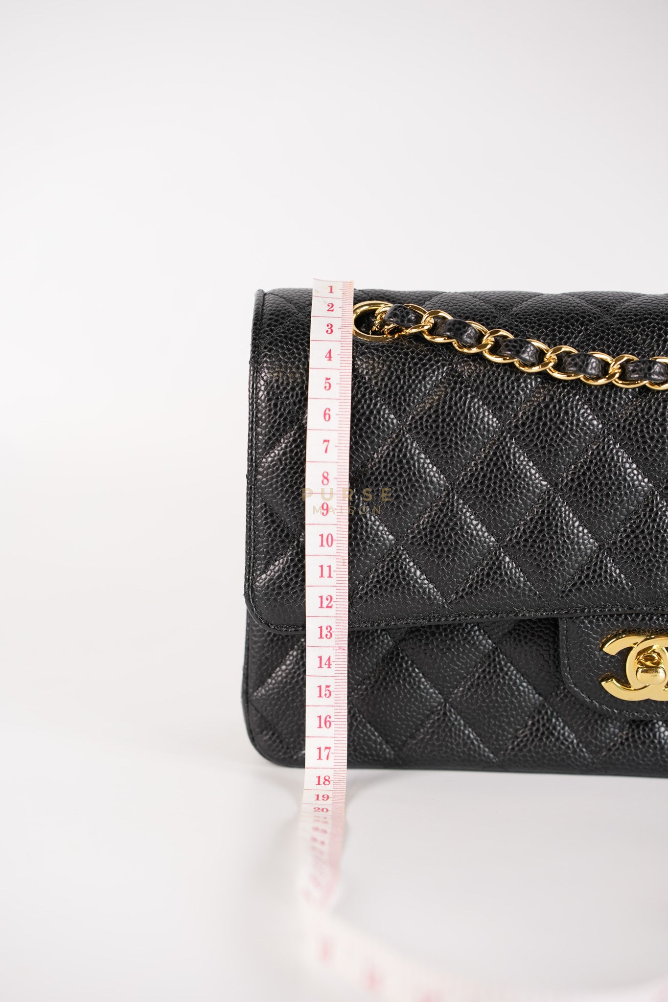 Classic Double Flap Medium in Black Caviar Gold Hardware (Series 20) | Purse Maison Luxury Bags Shop