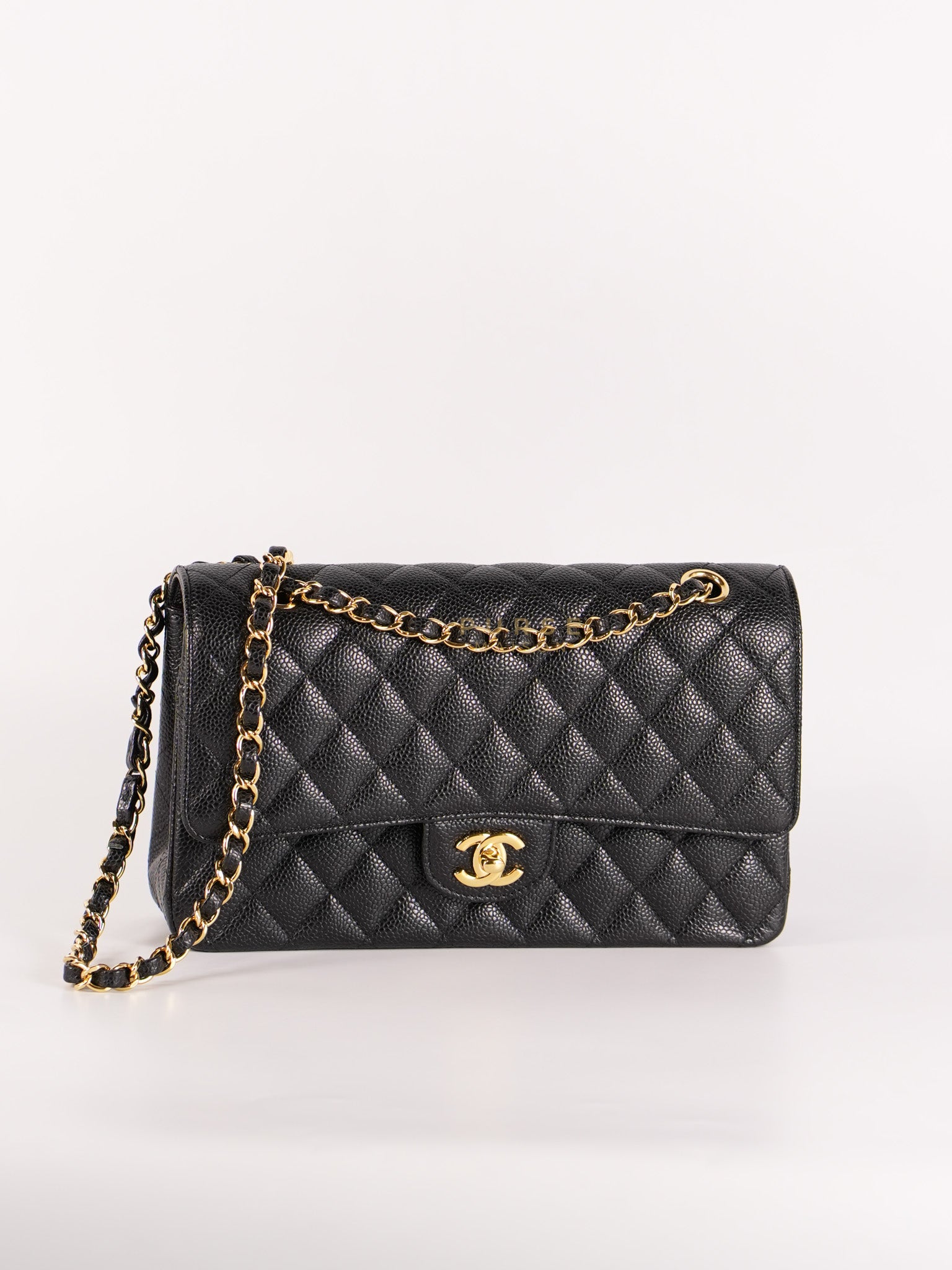 Classic Double Flap Medium in Black Caviar Gold Hardware (Series 20) | Purse Maison Luxury Bags Shop