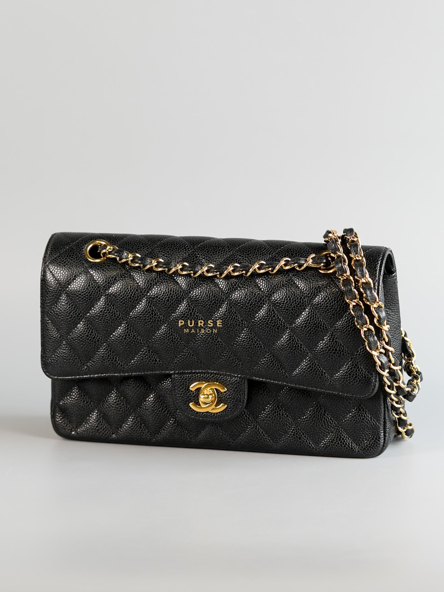 Classic Double Flap Medium in Black Caviar & Gold Hardware Series 28 | Purse Maison Luxury Bags Shop