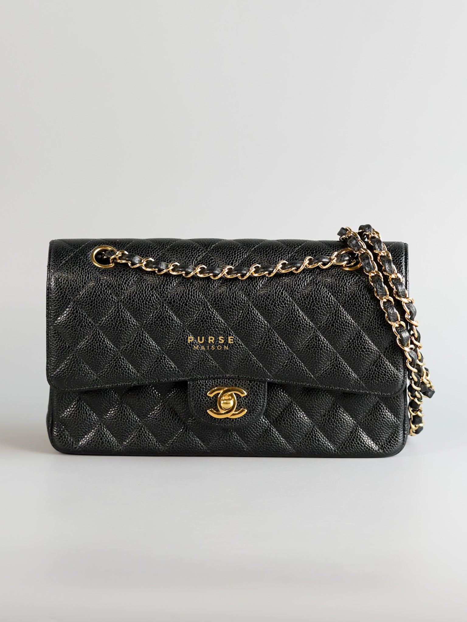 Classic Double Flap Medium in Black Caviar & Gold Hardware Series 28 | Purse Maison Luxury Bags Shop