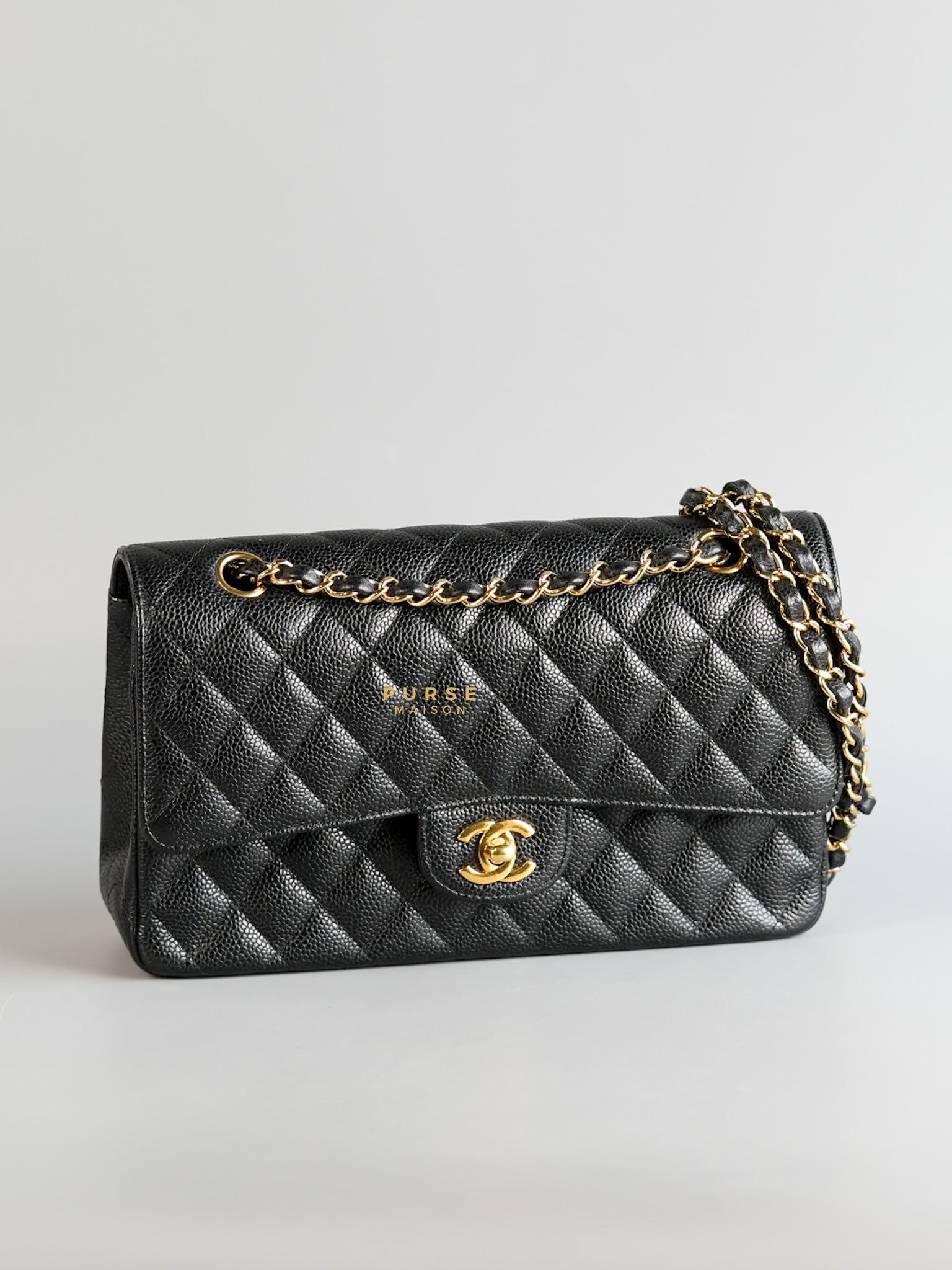 Classic Double Flap Medium in Black Caviar & Gold Hardware Series 28 | Purse Maison Luxury Bags Shop