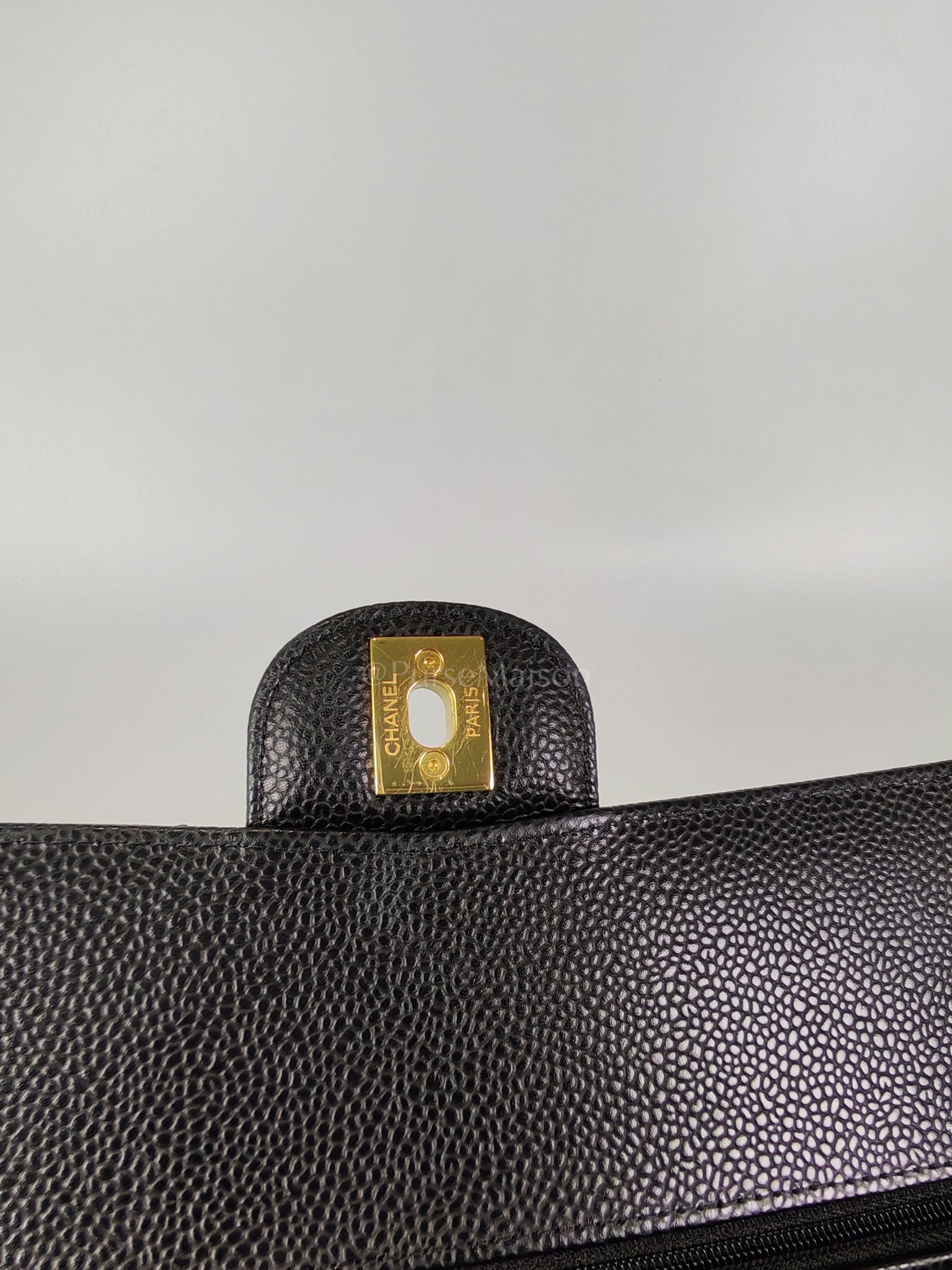 Classic Double Flap Medium in Black Caviar Leather and Gold Hardware (Microchip) | Purse Maison Luxury Bags Shop