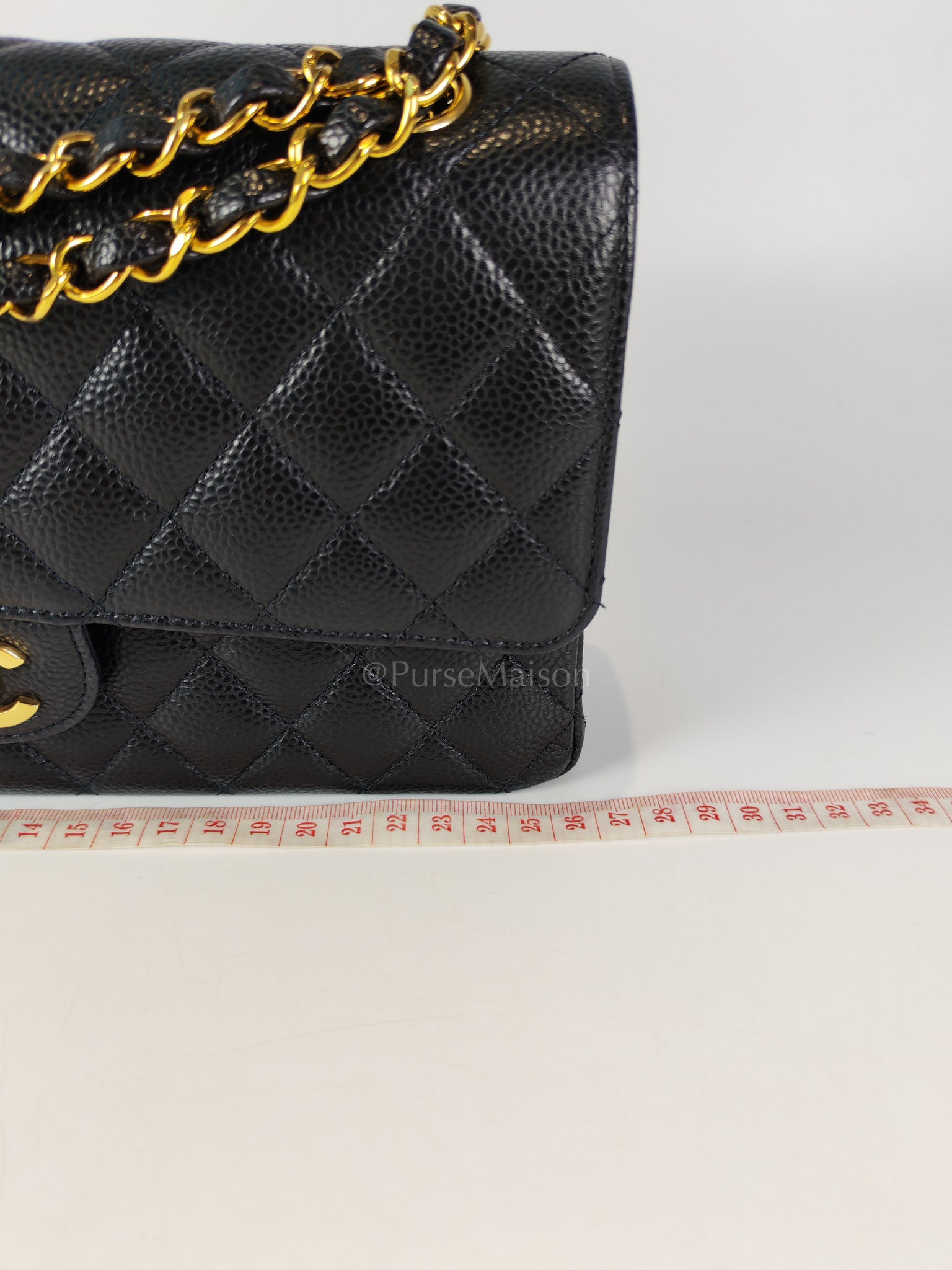 Classic Double Flap Medium in Black Caviar Leather and Gold Hardware (Microchip) | Purse Maison Luxury Bags Shop