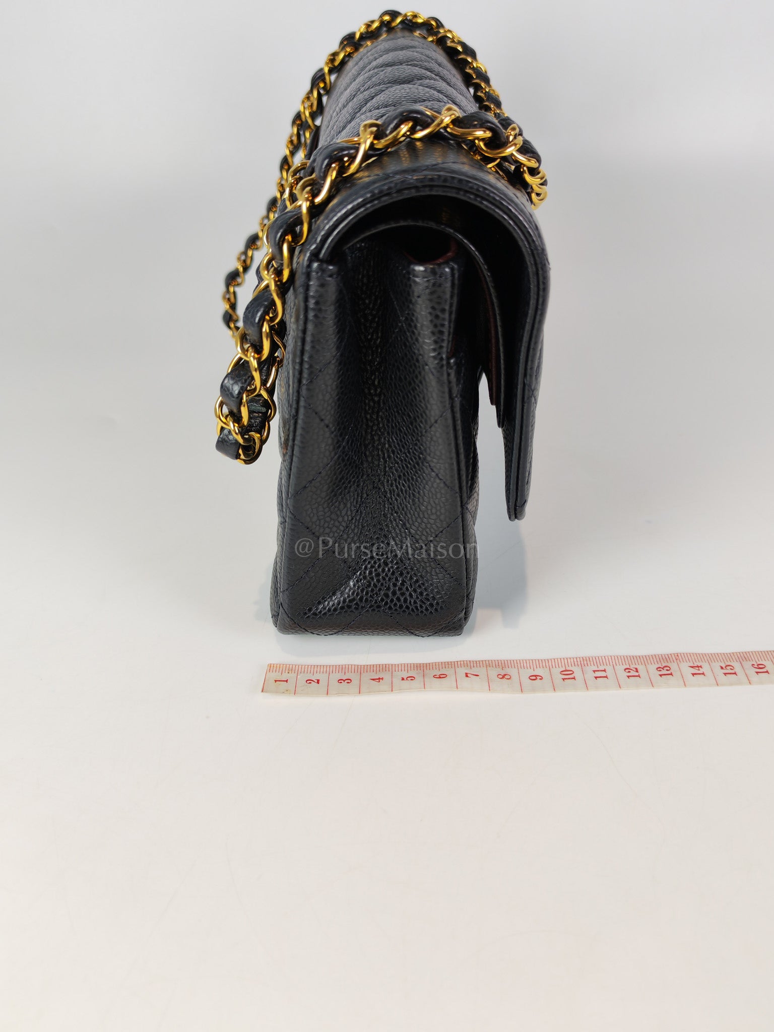 Classic Double Flap Medium in Black Caviar Leather and Gold Hardware (Microchip) | Purse Maison Luxury Bags Shop