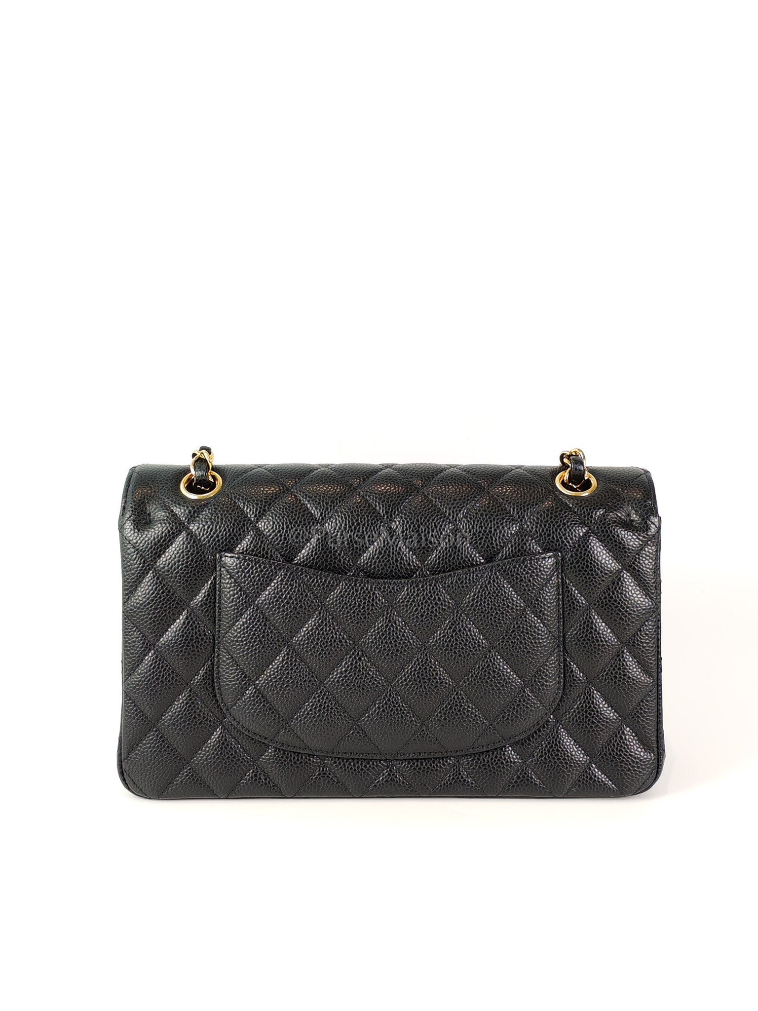Classic Double Flap Medium in Black Caviar Leather and Gold Hardware (Microchip) | Purse Maison Luxury Bags Shop
