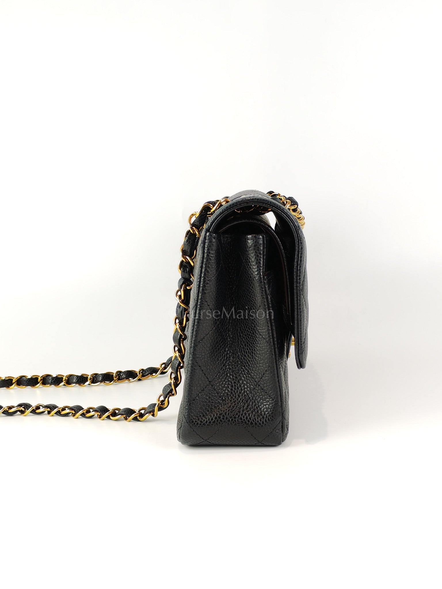 Classic Double Flap Medium in Black Caviar Leather and Gold Hardware (Microchip) | Purse Maison Luxury Bags Shop