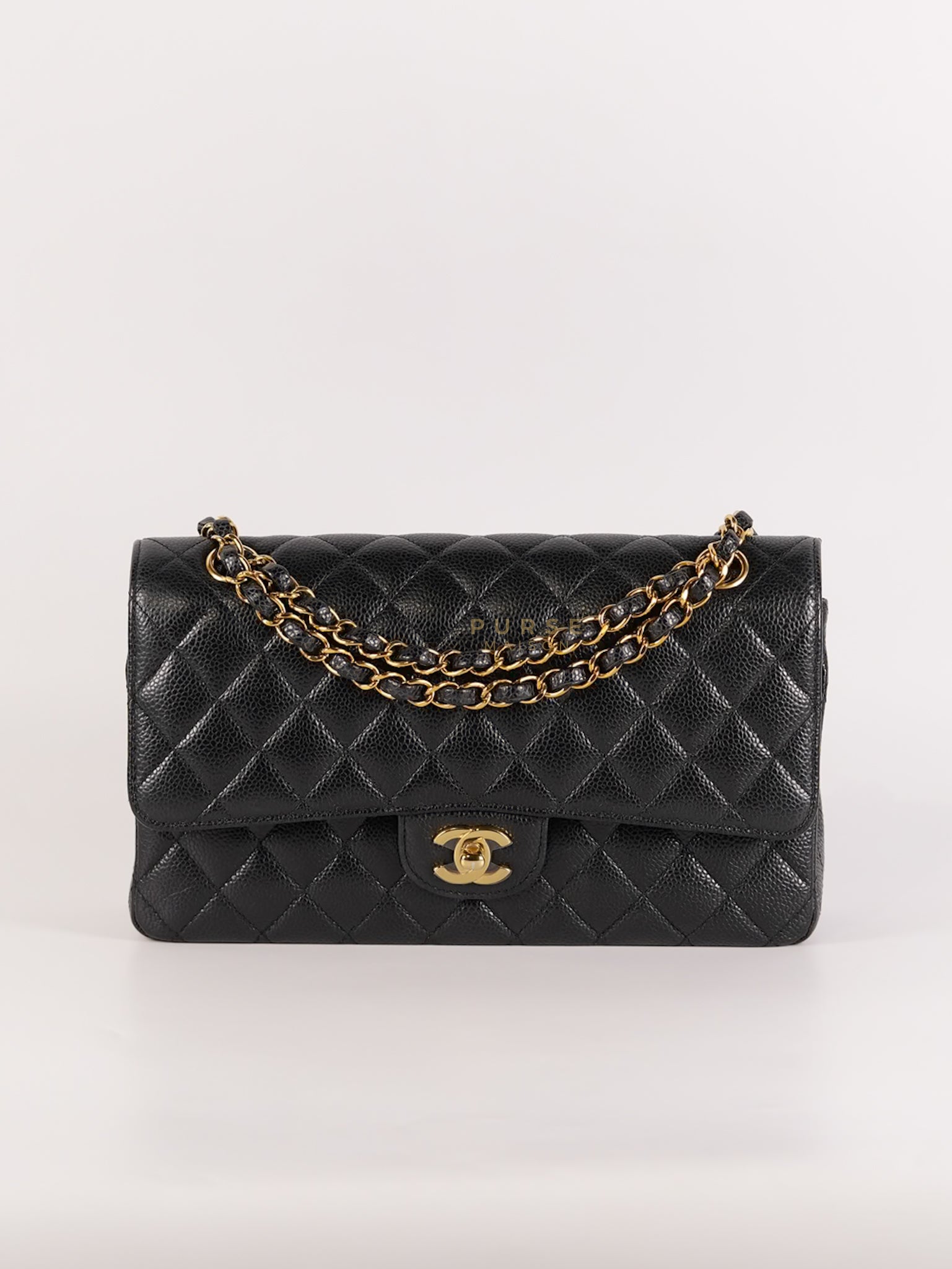 Classic Double Flap Medium in Black Caviar Leather and Gold Hardware (Microchip) | Purse Maison Luxury Bags Shop