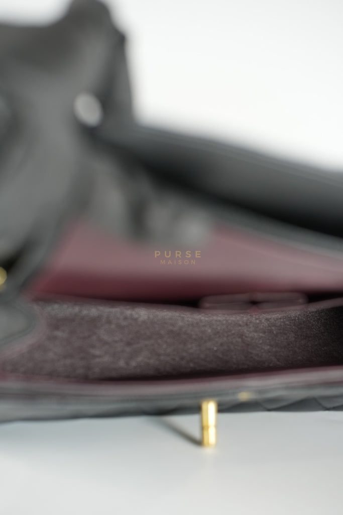 Classic Double Flap Medium in Black Caviar Leather and Gold Hardware Series 19 | Purse Maison Luxury Bags Shop