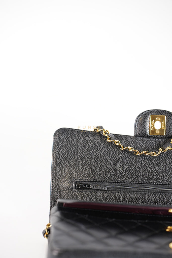 Classic Double Flap Medium in Black Caviar Leather and Gold Hardware Series 19 | Purse Maison Luxury Bags Shop