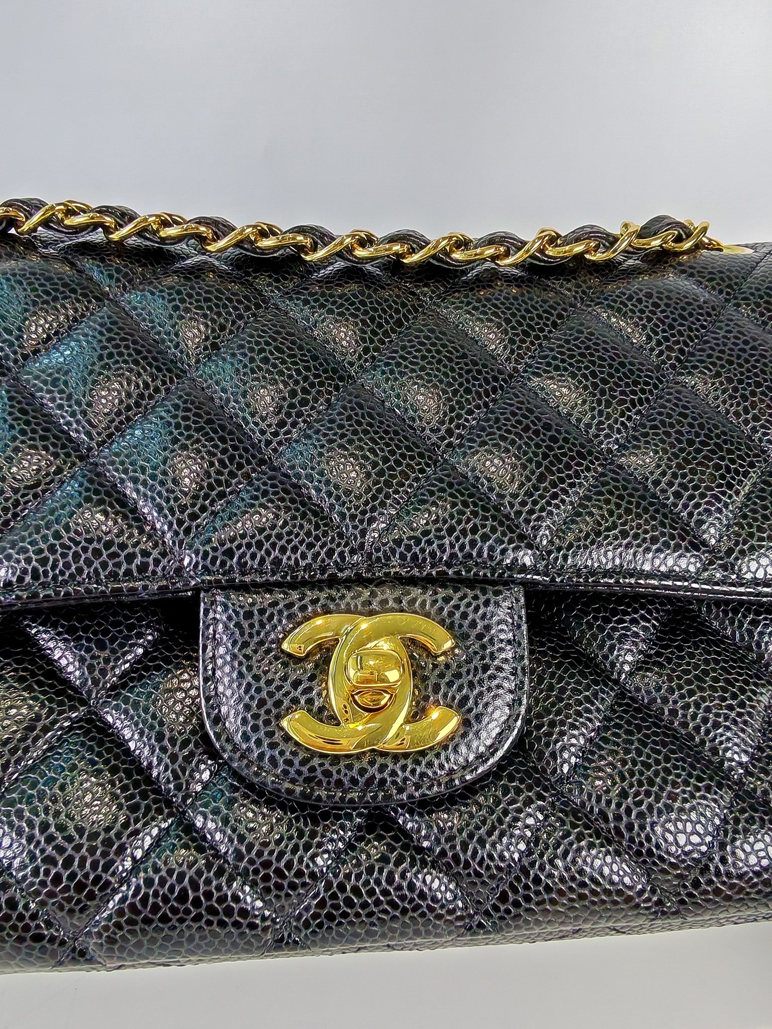 Classic Double Flap Medium in Black Caviar Leather and Gold Hardware Series 20 | Purse Maison Luxury Bags Shop