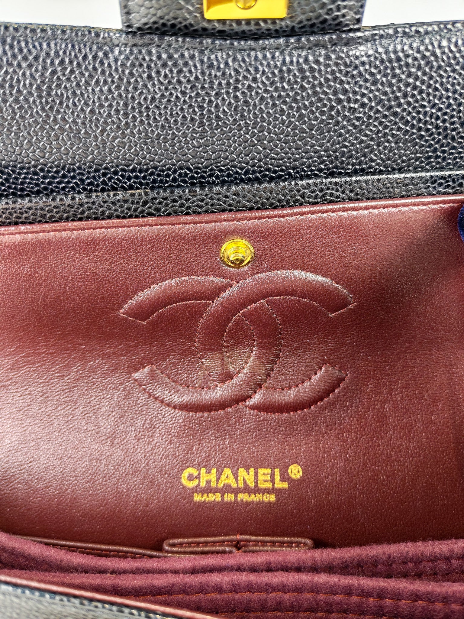 Classic Double Flap Medium in Black Caviar Leather and Gold Hardware Series 20 | Purse Maison Luxury Bags Shop