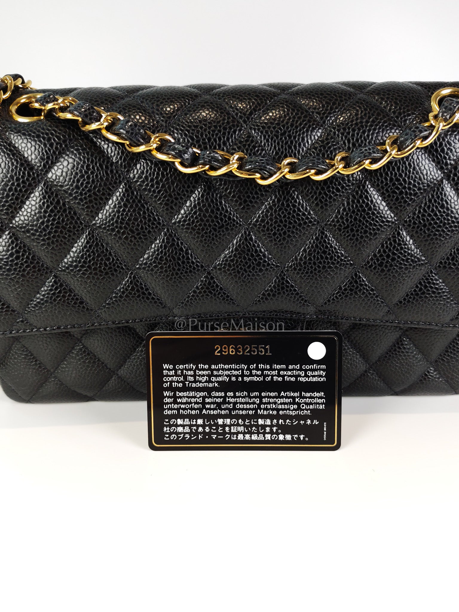 Classic Double Flap Medium in Black Caviar Leather and Gold Hardware Series 29 | Purse Maison Luxury Bags Shop