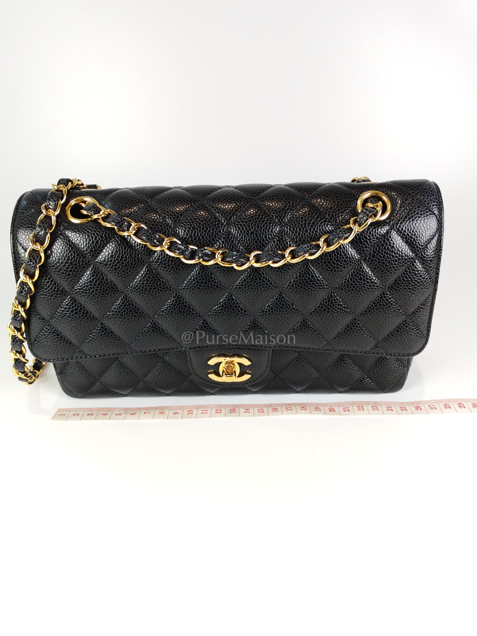 Classic Double Flap Medium in Black Caviar Leather and Gold Hardware Series 29 | Purse Maison Luxury Bags Shop