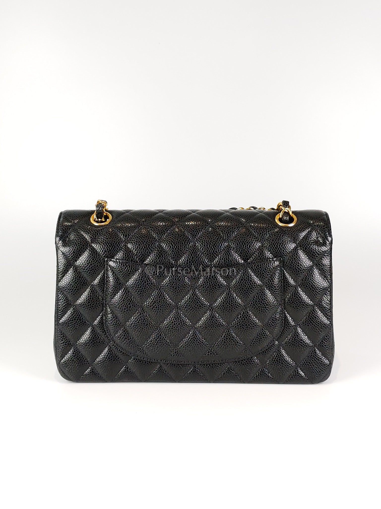 Classic Double Flap Medium in Black Caviar Leather and Gold Hardware Series 29 | Purse Maison Luxury Bags Shop