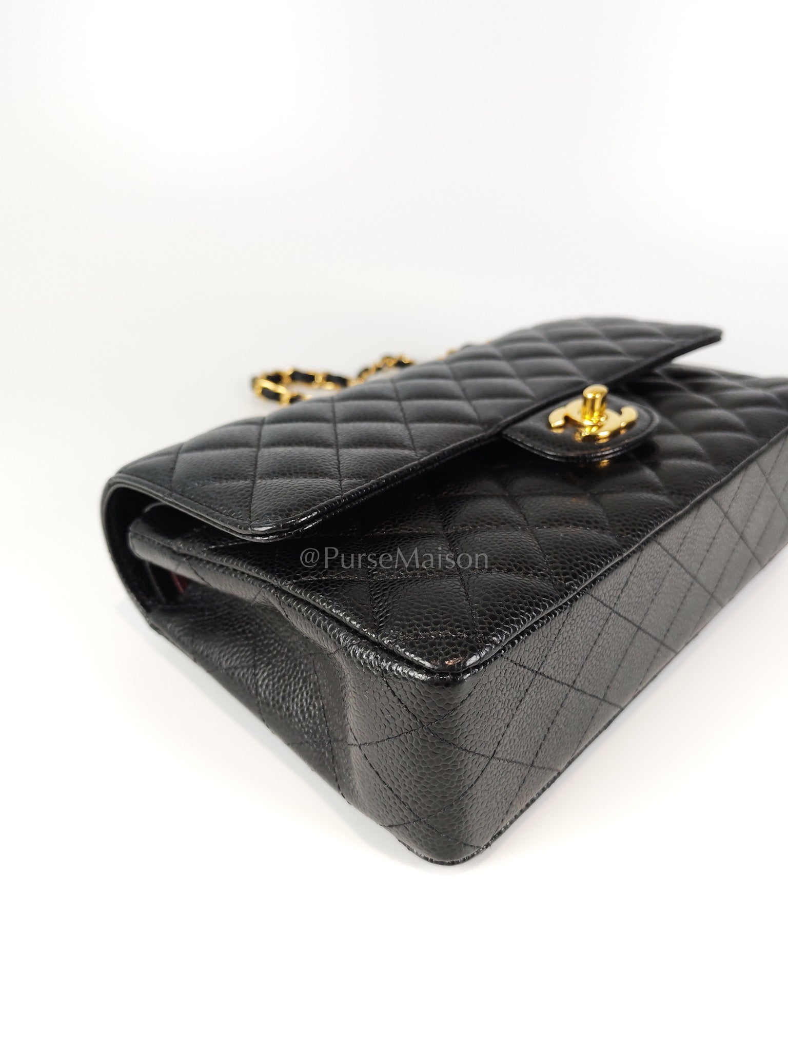 Classic Double Flap Medium in Black Caviar Leather and Gold Hardware Series 29 | Purse Maison Luxury Bags Shop