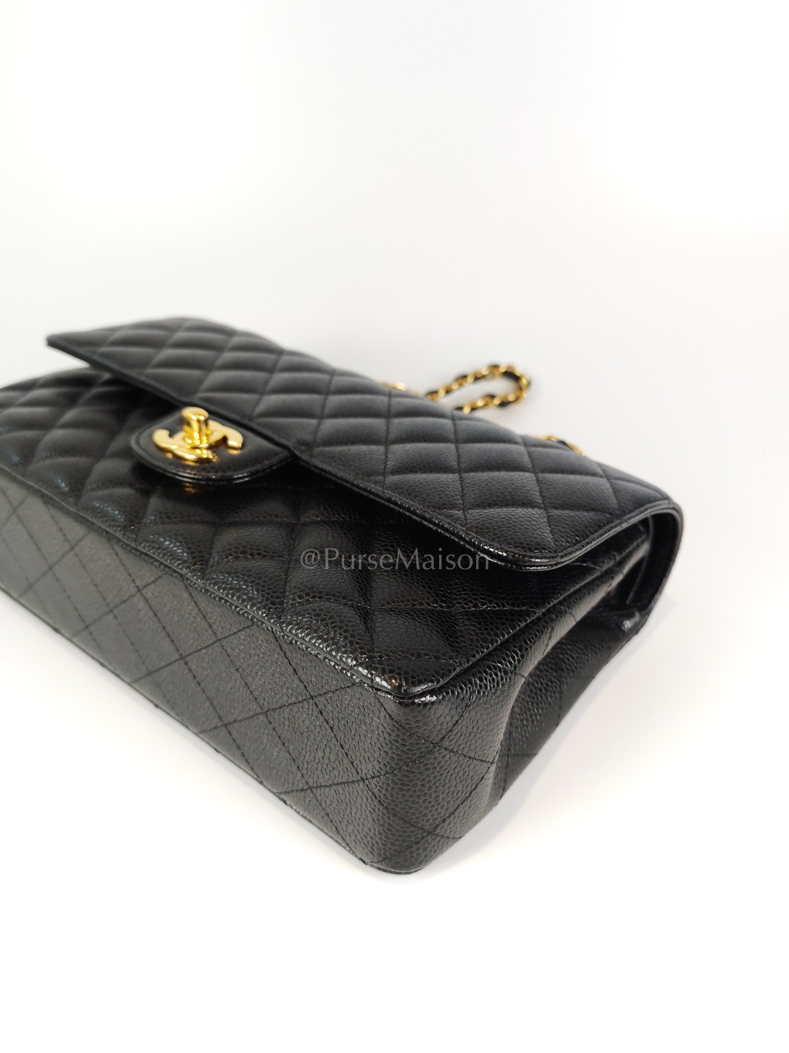 Classic Double Flap Medium in Black Caviar Leather and Gold Hardware Series 29 | Purse Maison Luxury Bags Shop