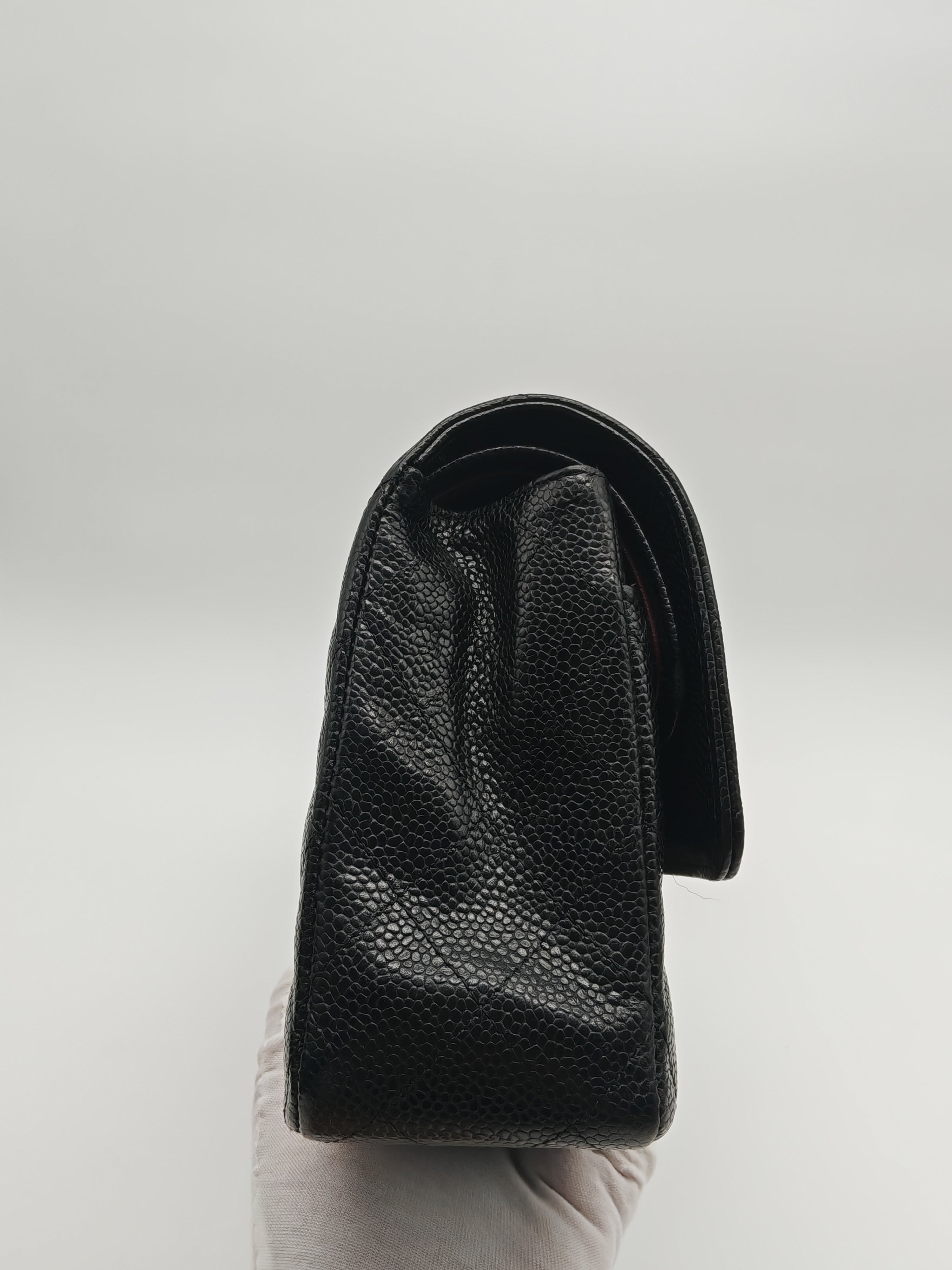 Classic Double Flap Medium in Black Caviar Leather and Gold Hardware(Microchip) | Purse Maison Luxury Bags Shop