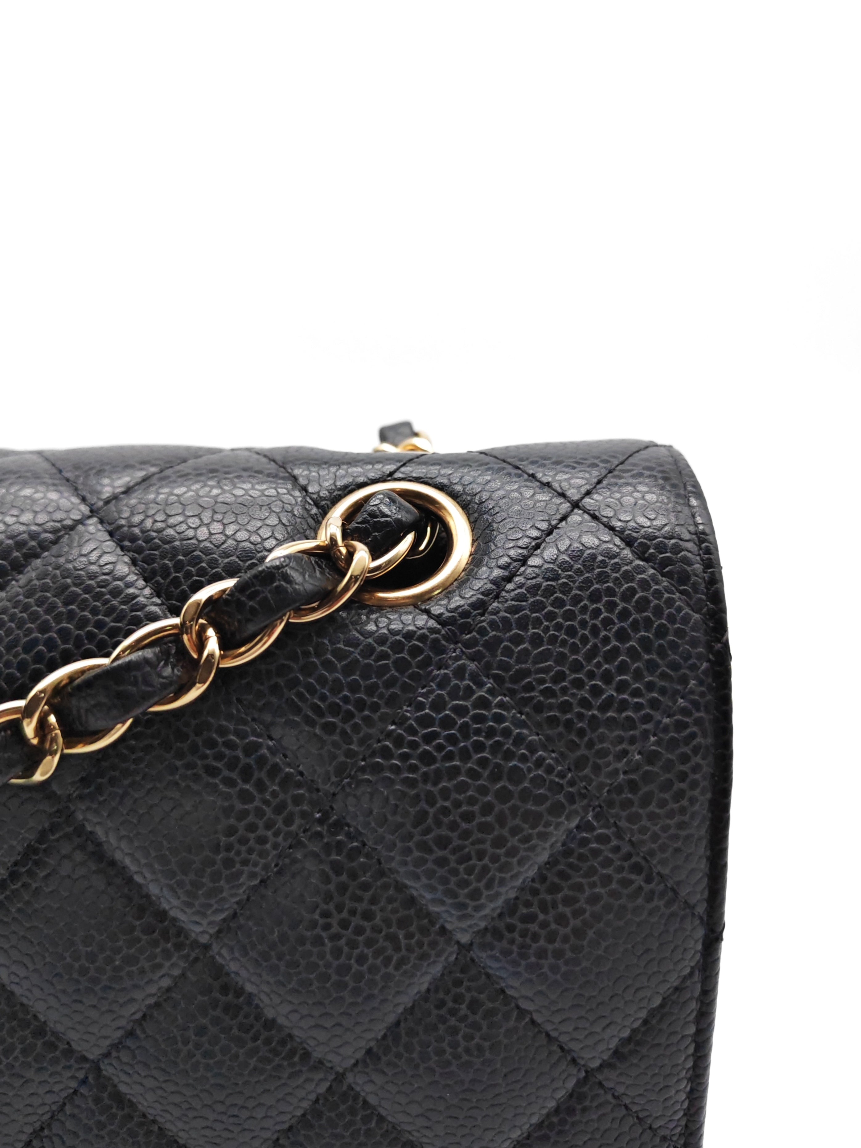 Classic Double Flap Medium in Black Caviar Leather and Gold Hardware(Microchip) | Purse Maison Luxury Bags Shop