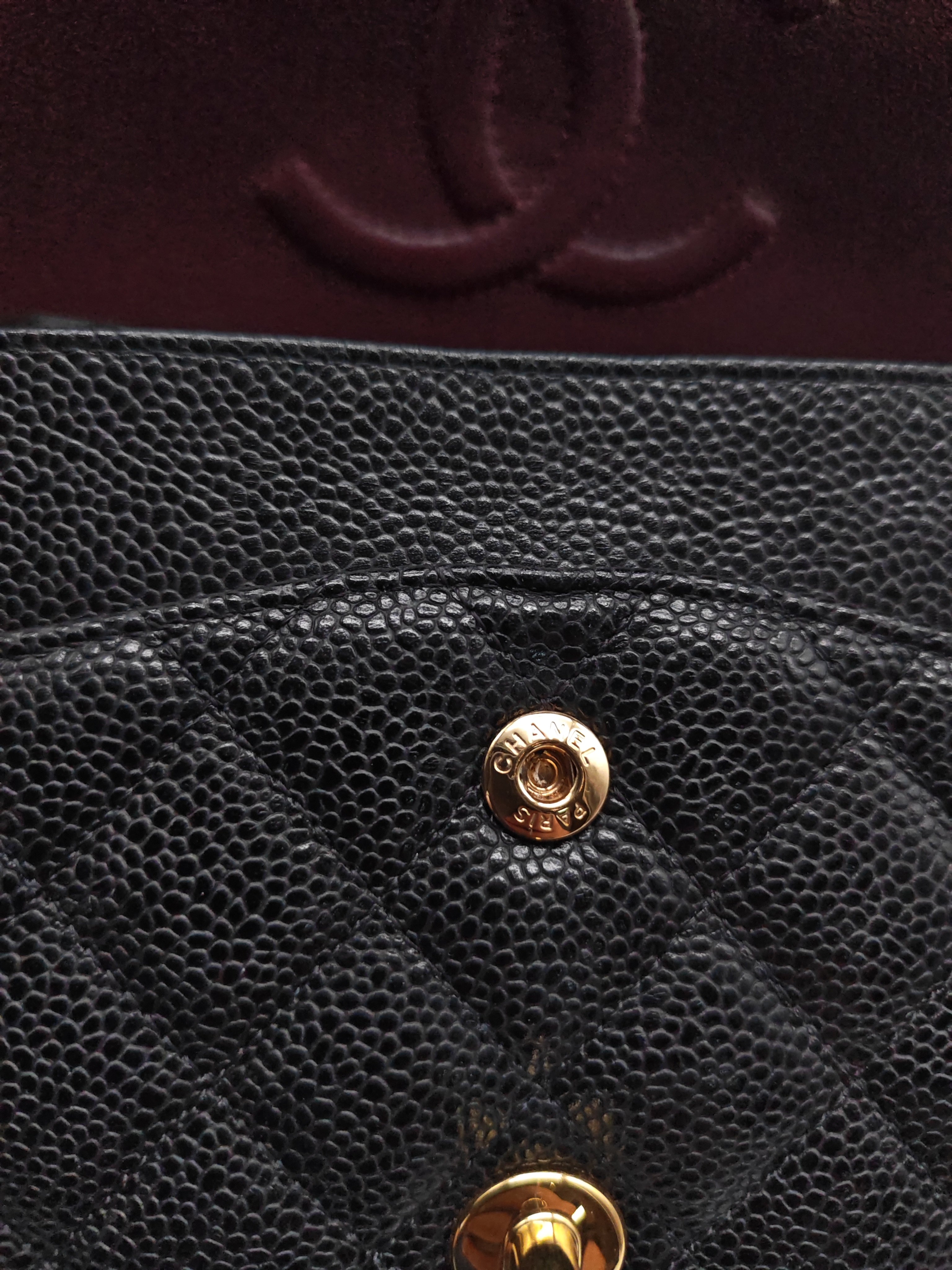 Classic Double Flap Medium in Black Caviar Leather and Gold Hardware(Microchip) | Purse Maison Luxury Bags Shop