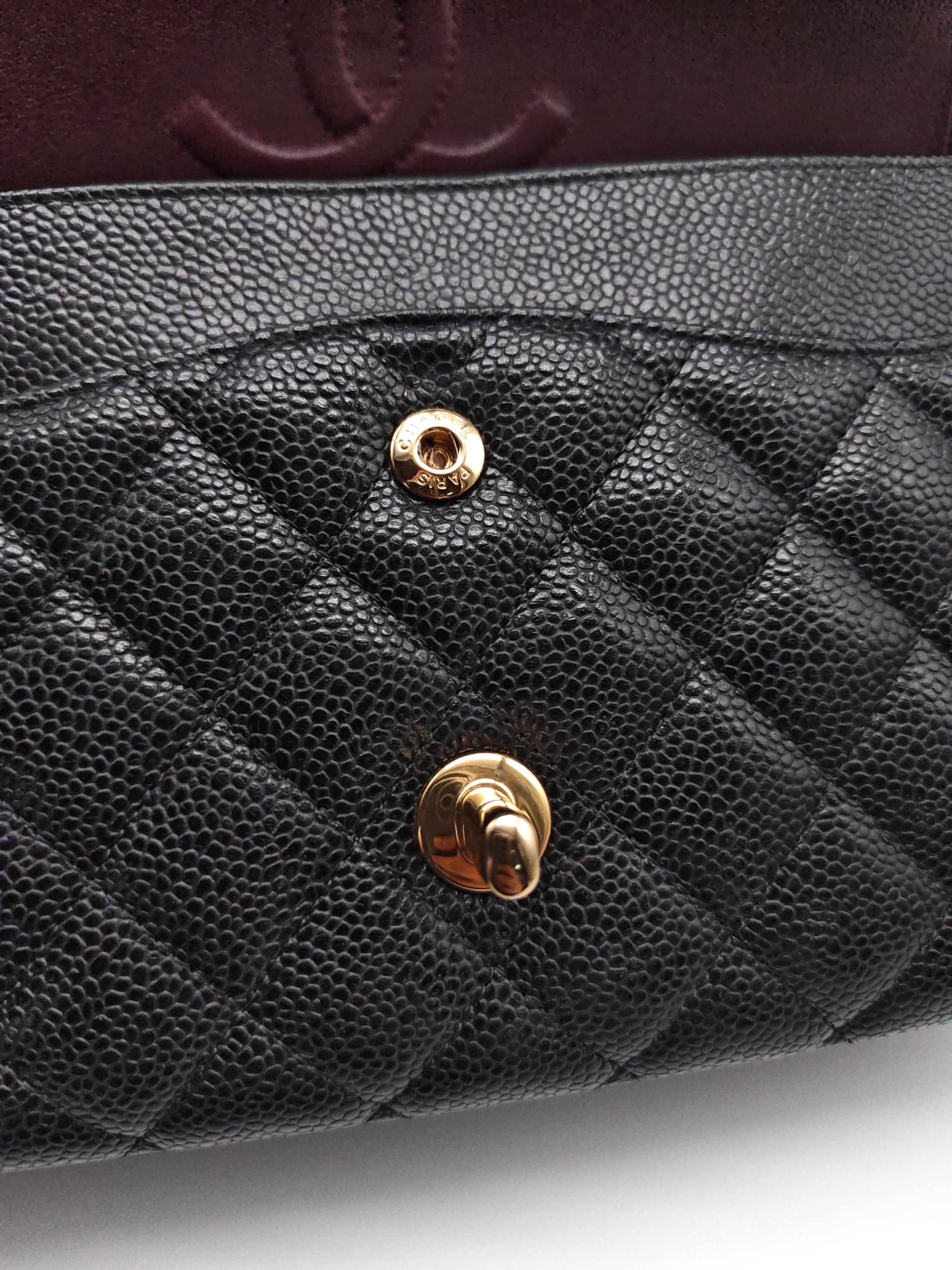 Classic Double Flap Medium in Black Caviar Leather and Gold Hardware(Microchip) | Purse Maison Luxury Bags Shop