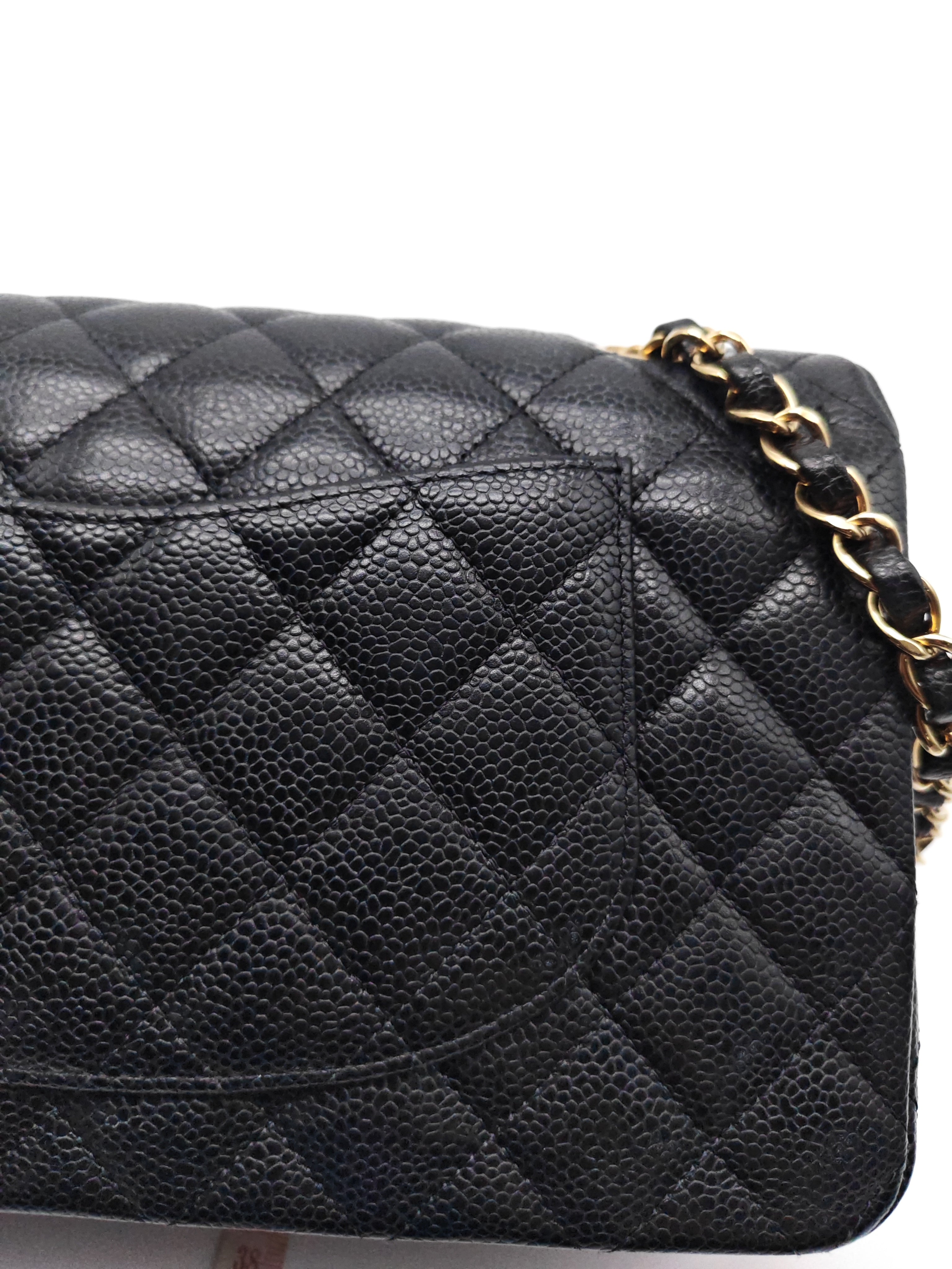 Classic Double Flap Medium in Black Caviar Leather and Gold Hardware(Microchip) | Purse Maison Luxury Bags Shop