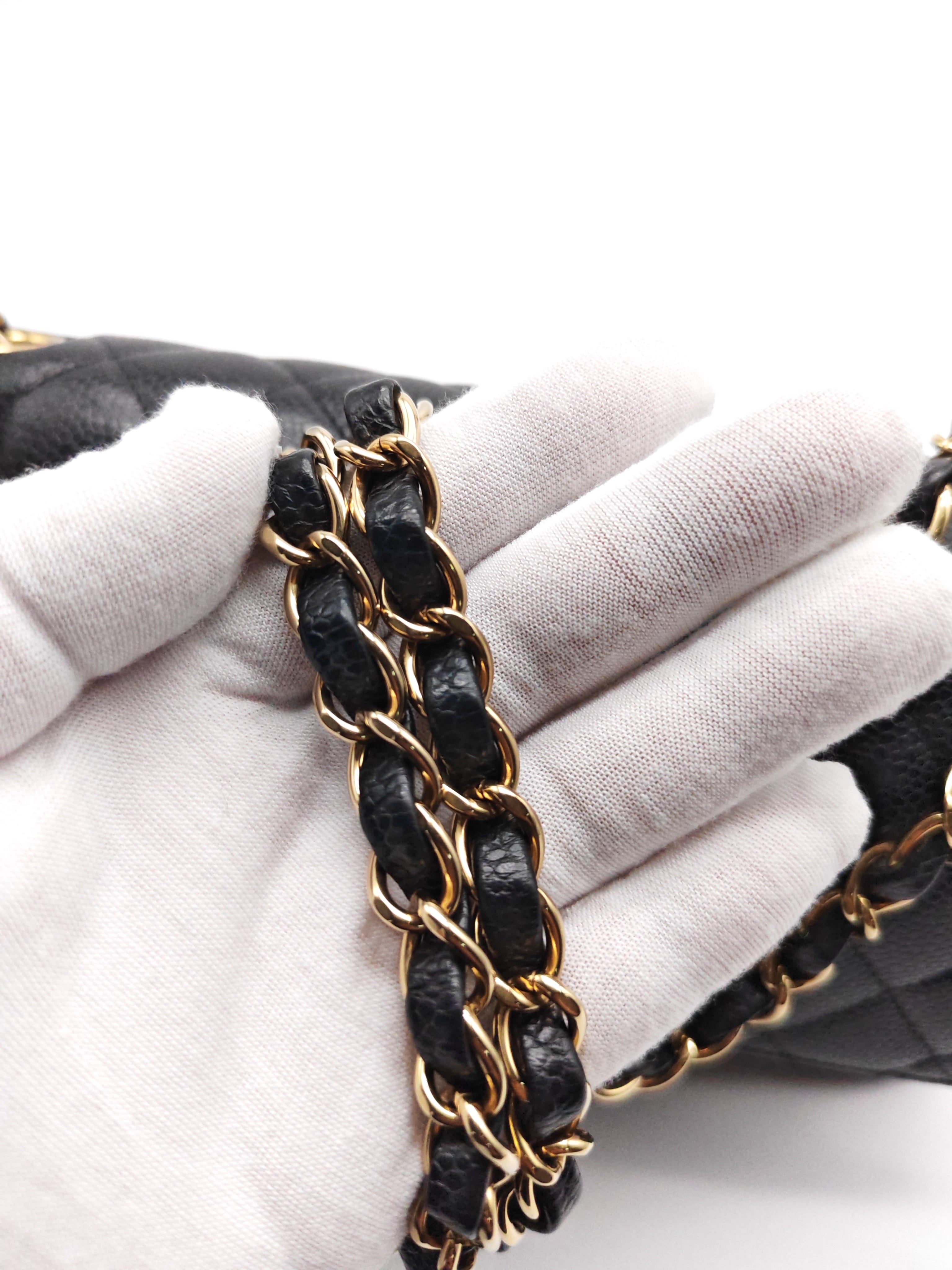 Classic Double Flap Medium in Black Caviar Leather and Gold Hardware(Microchip) | Purse Maison Luxury Bags Shop