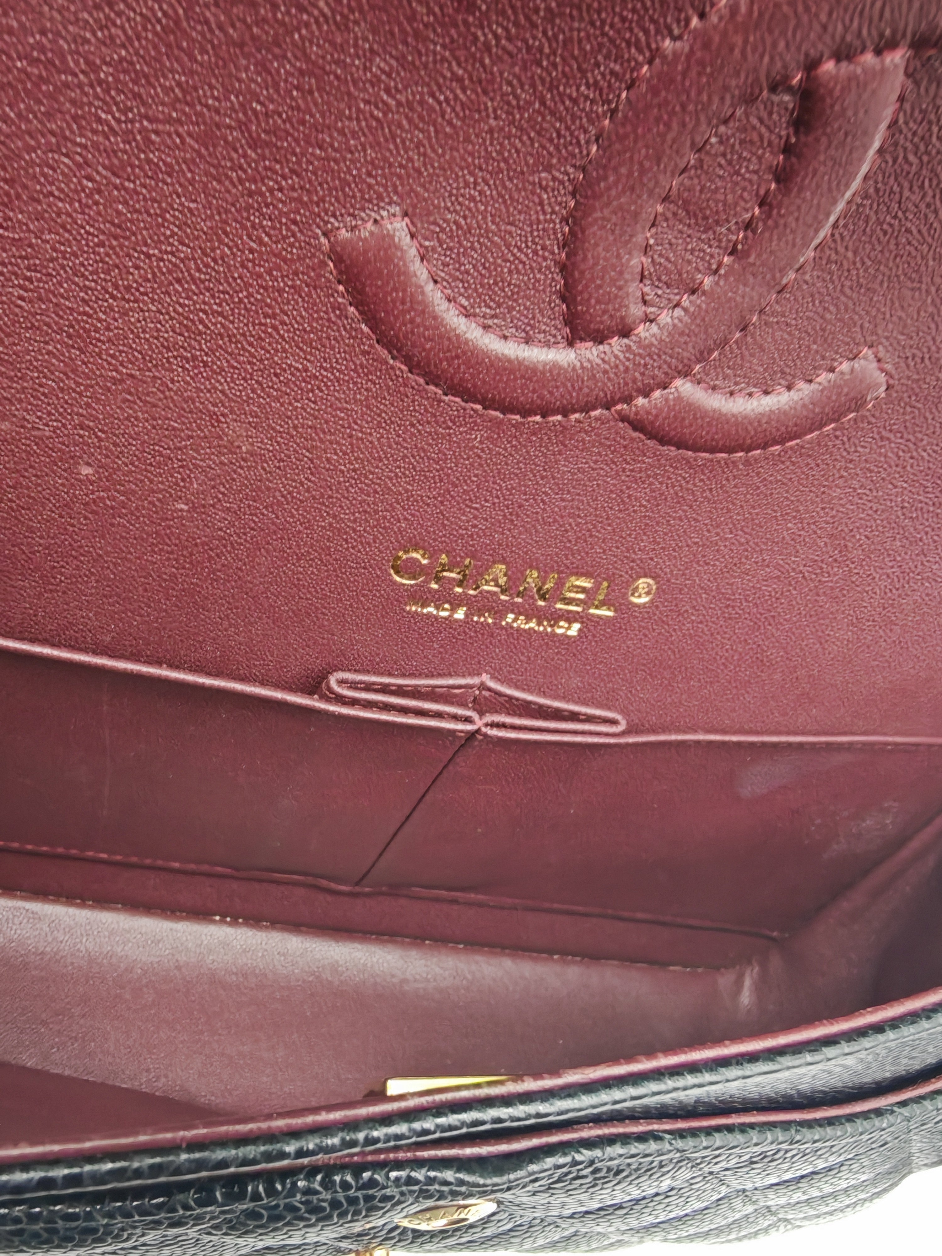 Classic Double Flap Medium in Black Caviar Leather and Gold Hardware(Microchip) | Purse Maison Luxury Bags Shop