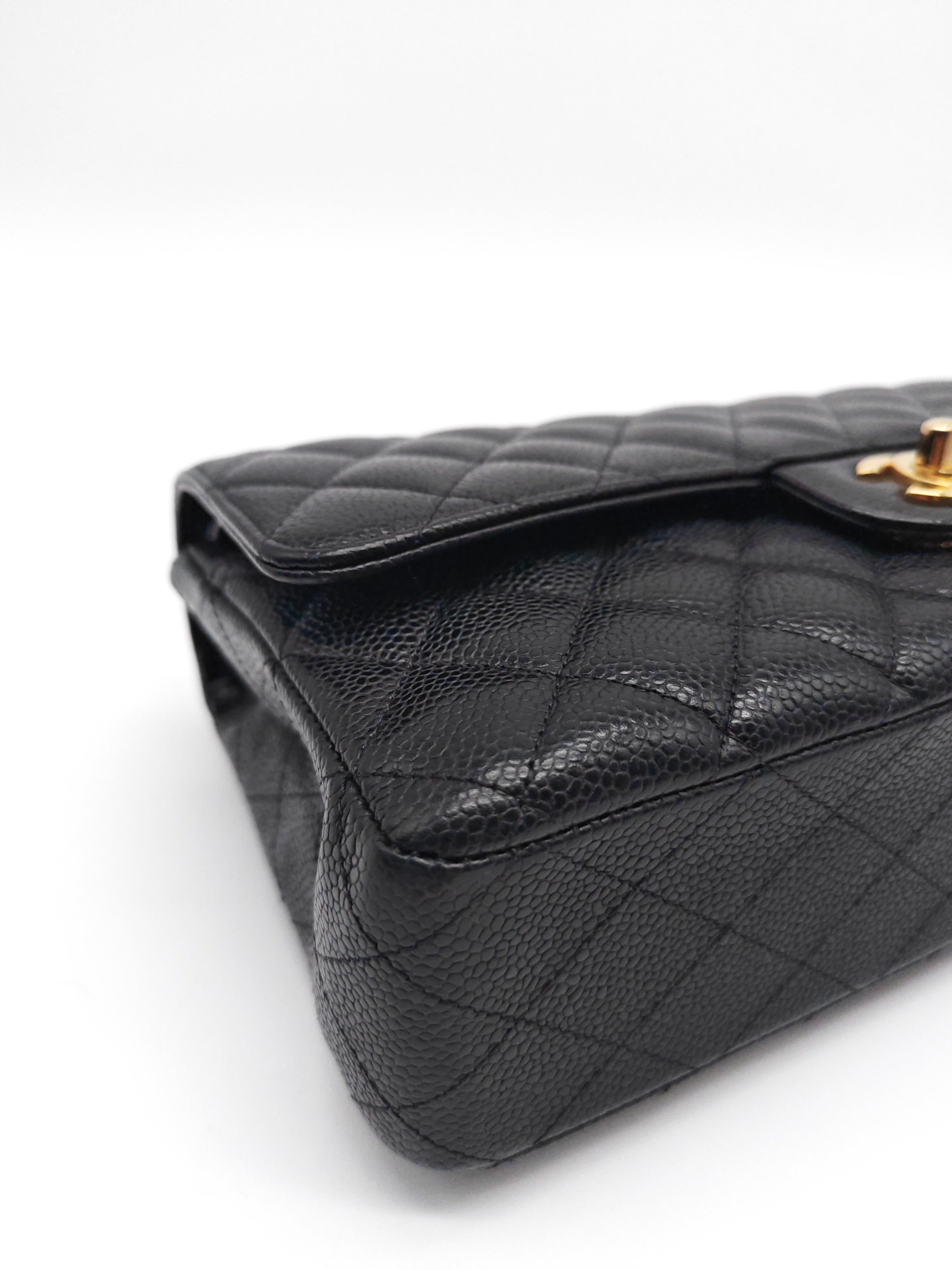 Classic Double Flap Medium in Black Caviar Leather and Gold Hardware(Microchip) | Purse Maison Luxury Bags Shop