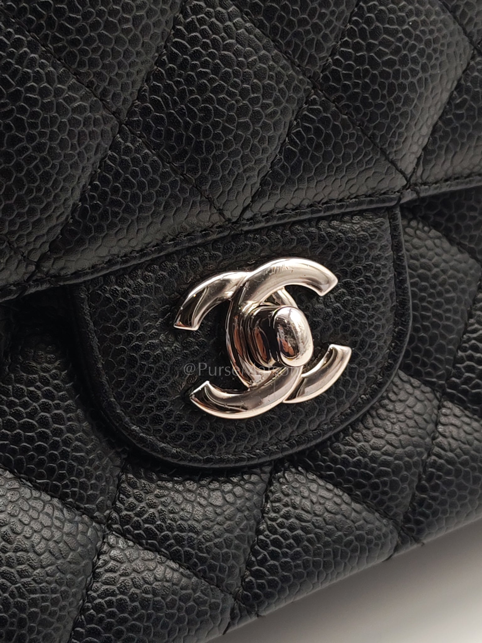 Classic Double Flap Medium in Black Caviar Leather and Silver Hardware Series 12 | Purse Maison Luxury Bags Shop