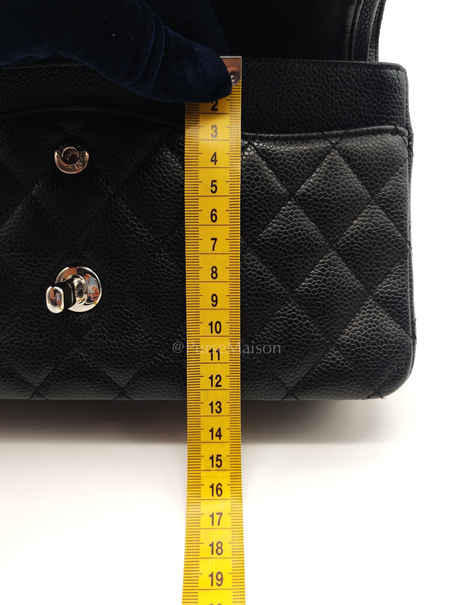 Classic Double Flap Medium in Black Caviar Leather and Silver Hardware Series 12 | Purse Maison Luxury Bags Shop