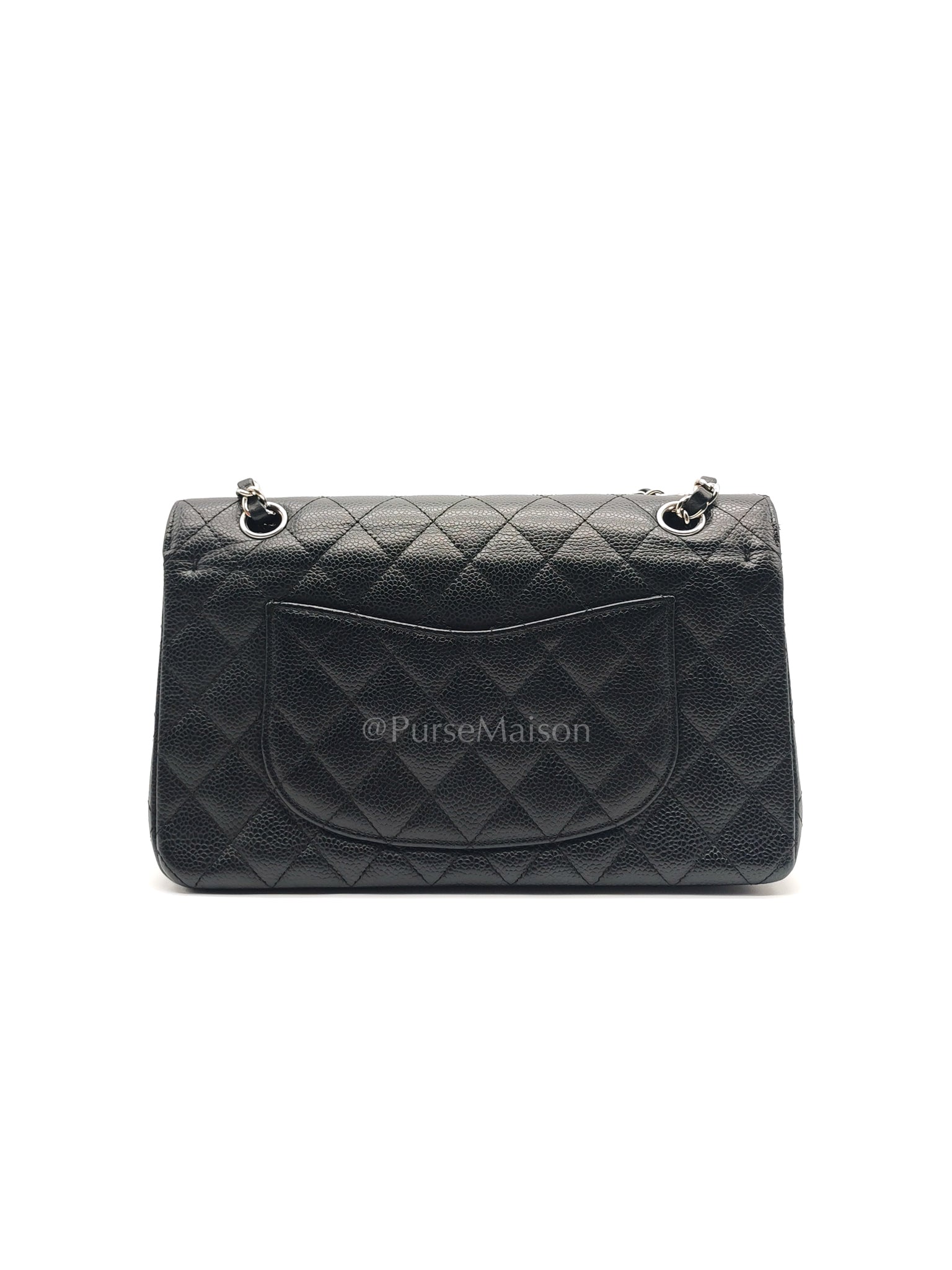 Classic Double Flap Medium in Black Caviar Leather and Silver Hardware Series 12 | Purse Maison Luxury Bags Shop