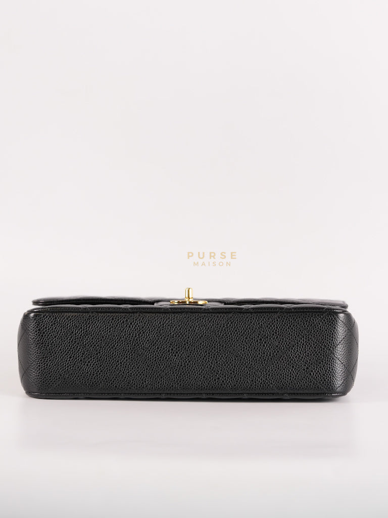 Classic Double Flap Medium in Black Caviar Leather Gold Hardware (Microchip) | Purse Maison Luxury Bags Shop