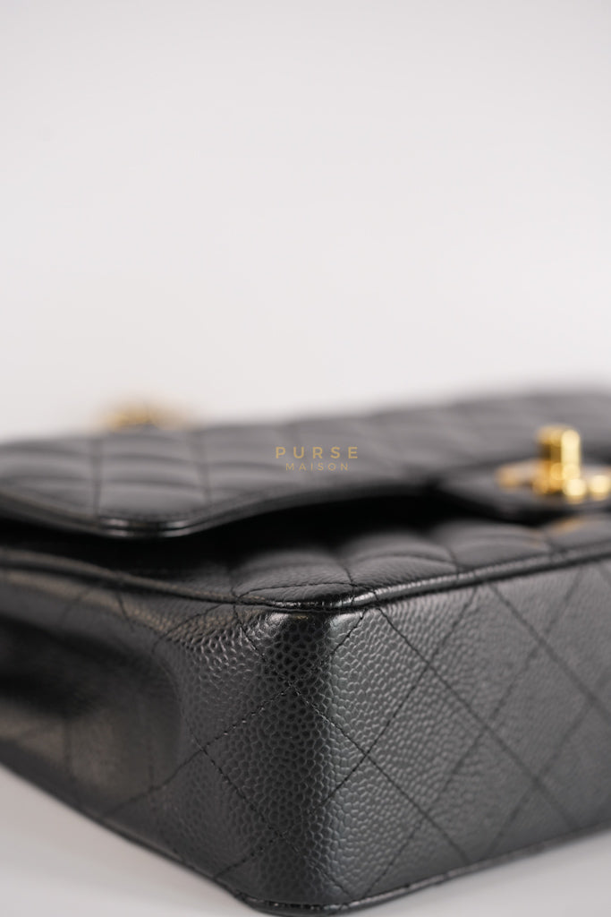 Classic Double Flap Medium in Black Caviar Leather Gold Hardware (Microchip) | Purse Maison Luxury Bags Shop
