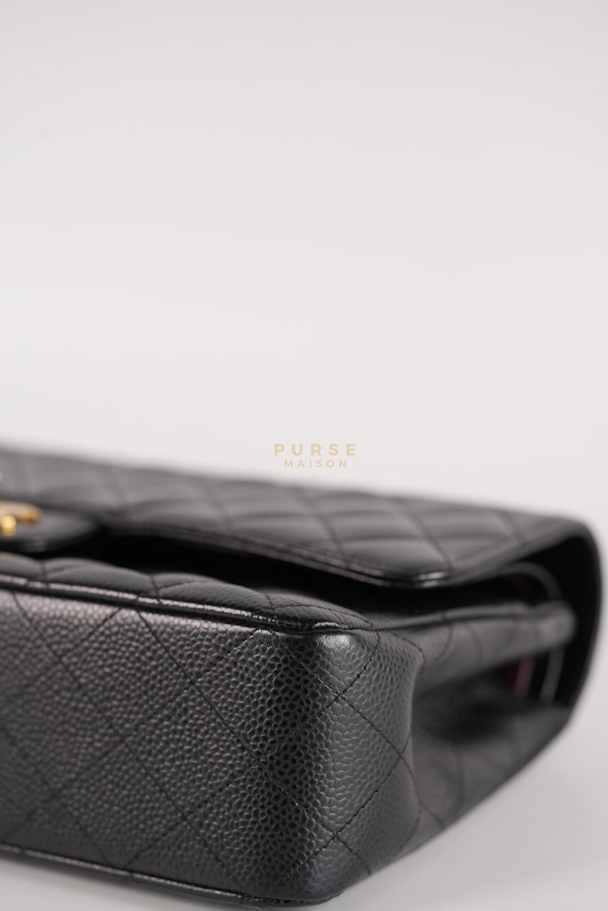 Classic Double Flap Medium in Black Caviar Leather Gold Hardware (Microchip) | Purse Maison Luxury Bags Shop