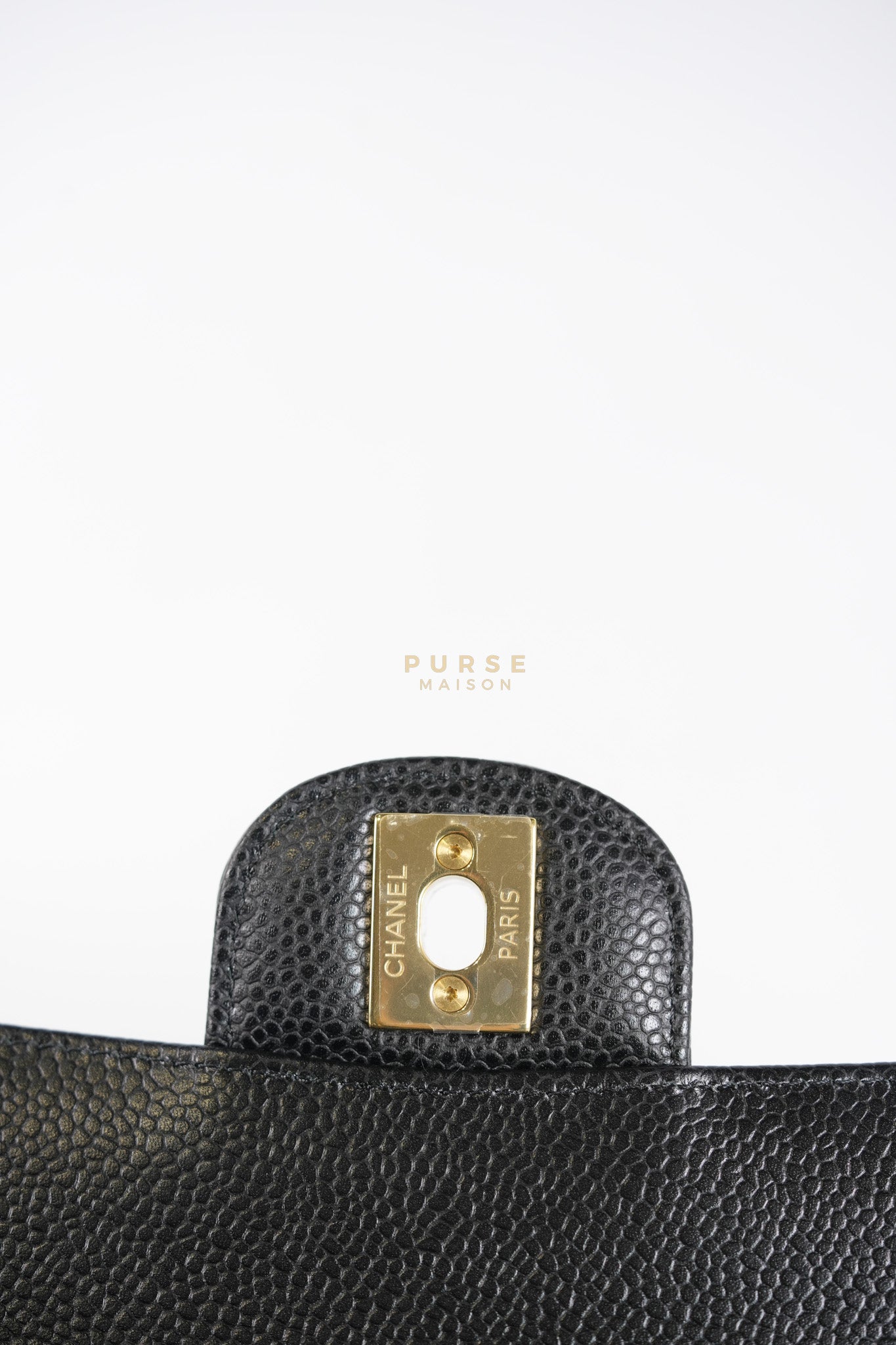 Classic Double Flap Medium in Black Caviar Leather Gold Hardware (Microchip) | Purse Maison Luxury Bags Shop