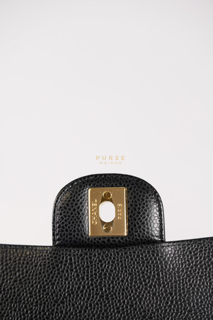 Classic Double Flap Medium in Black Caviar Leather Gold Hardware (Microchip) | Purse Maison Luxury Bags Shop