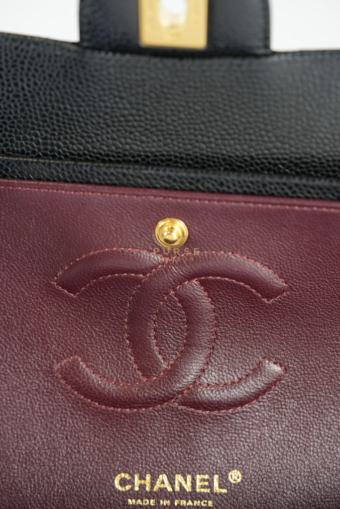 Classic Double Flap Medium in Black Caviar Leather Gold Hardware (Microchip) | Purse Maison Luxury Bags Shop